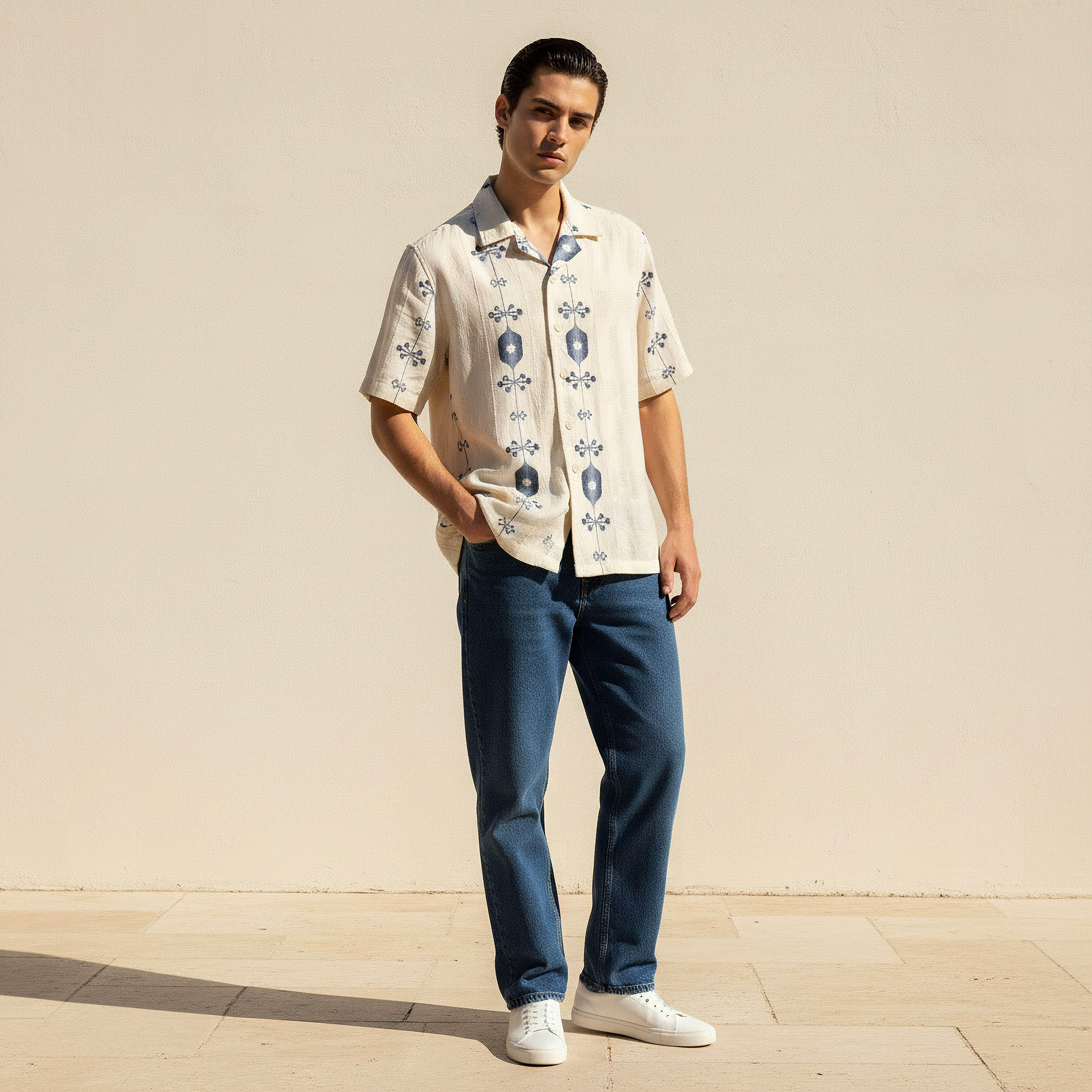 قميص بقصّة عادية وياقة كامب وأكمام قصيرة وطبعات للرجال من لي كوبر-men-clothing-shirts-image-3