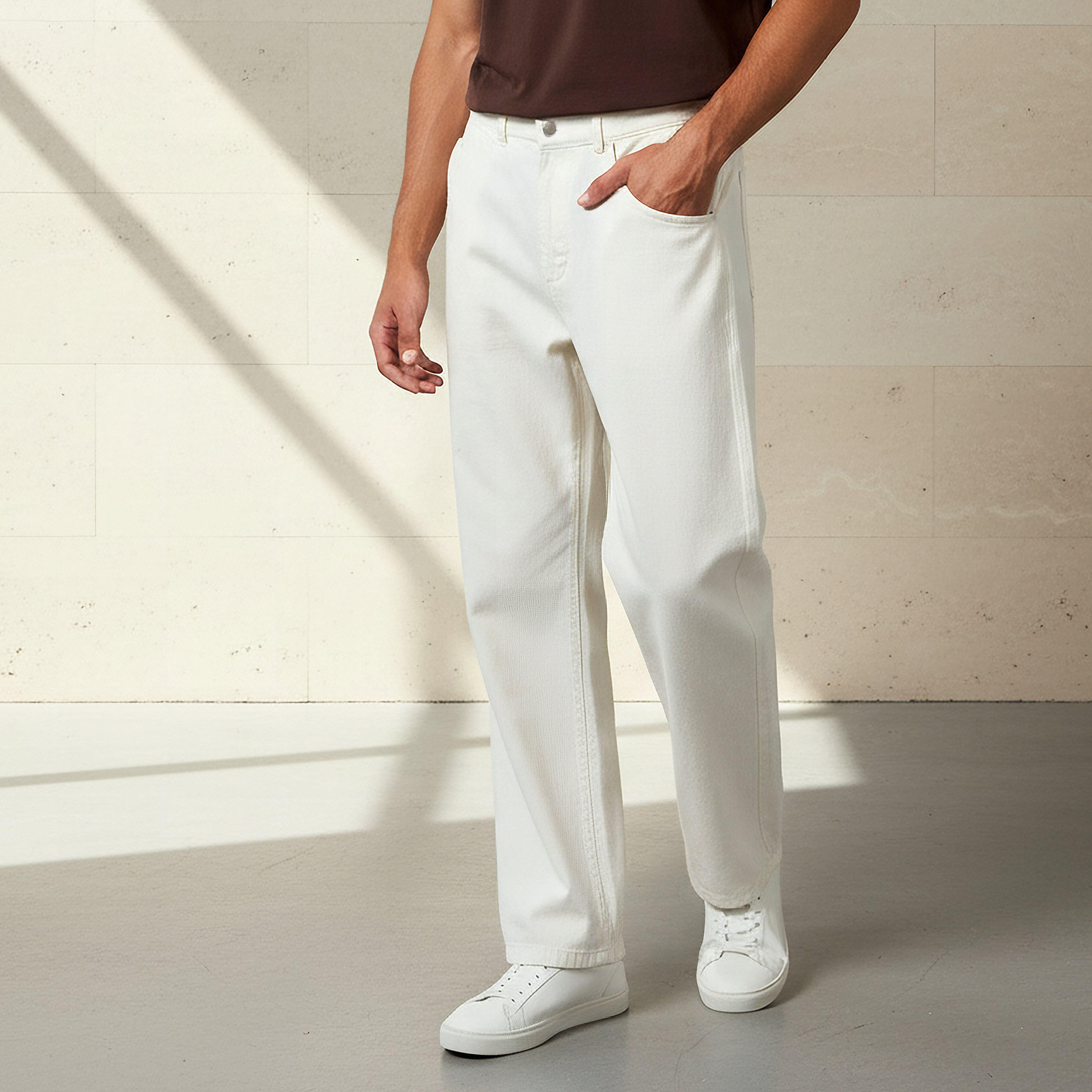 بنطلون جينز مطاطي بقصة عادية وخصر متوسط للرجال-men-clothing-bottoms-jeans-image-4