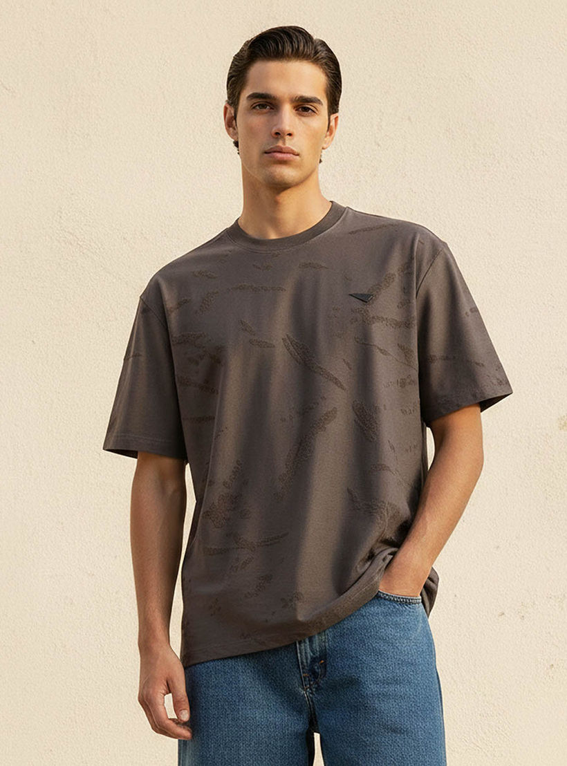 Lee Cooper Men Regular Fit Crew Neck Short Sleeves Jacquard T-shirt-men-clothing-tshirtsandpolos-tshirts-image-1