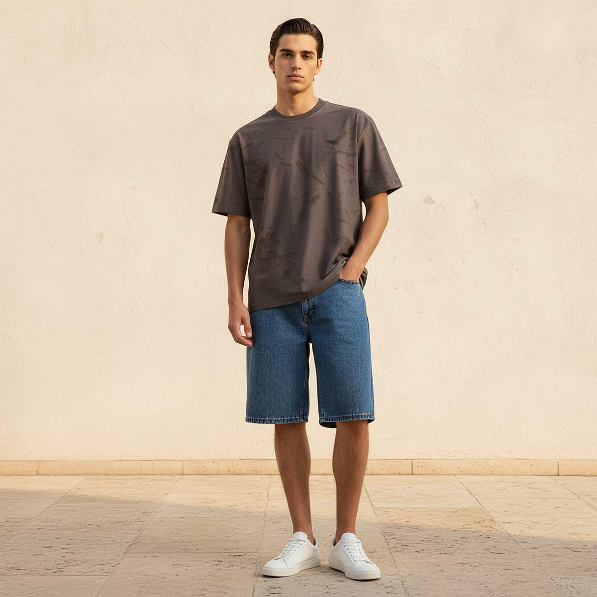 Lee Cooper Men Regular Fit Crew Neck Short Sleeves Jacquard T-shirt-men-clothing-tshirtsandpolos-tshirts-image-3