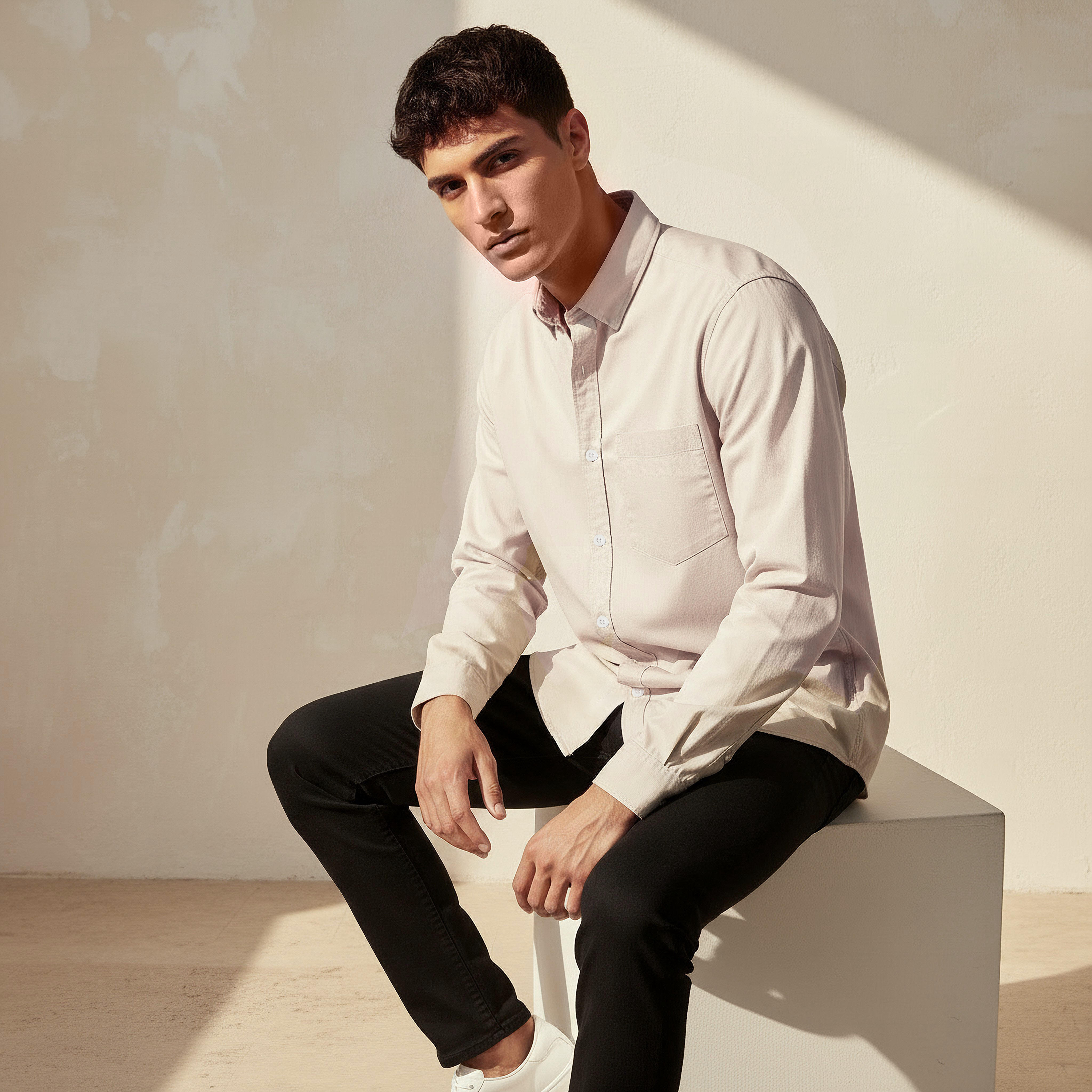 قميص بأكمام طويلة وياقة وقصة عادية للرجال من لي كوبر-men-clothing-shirts-image-1