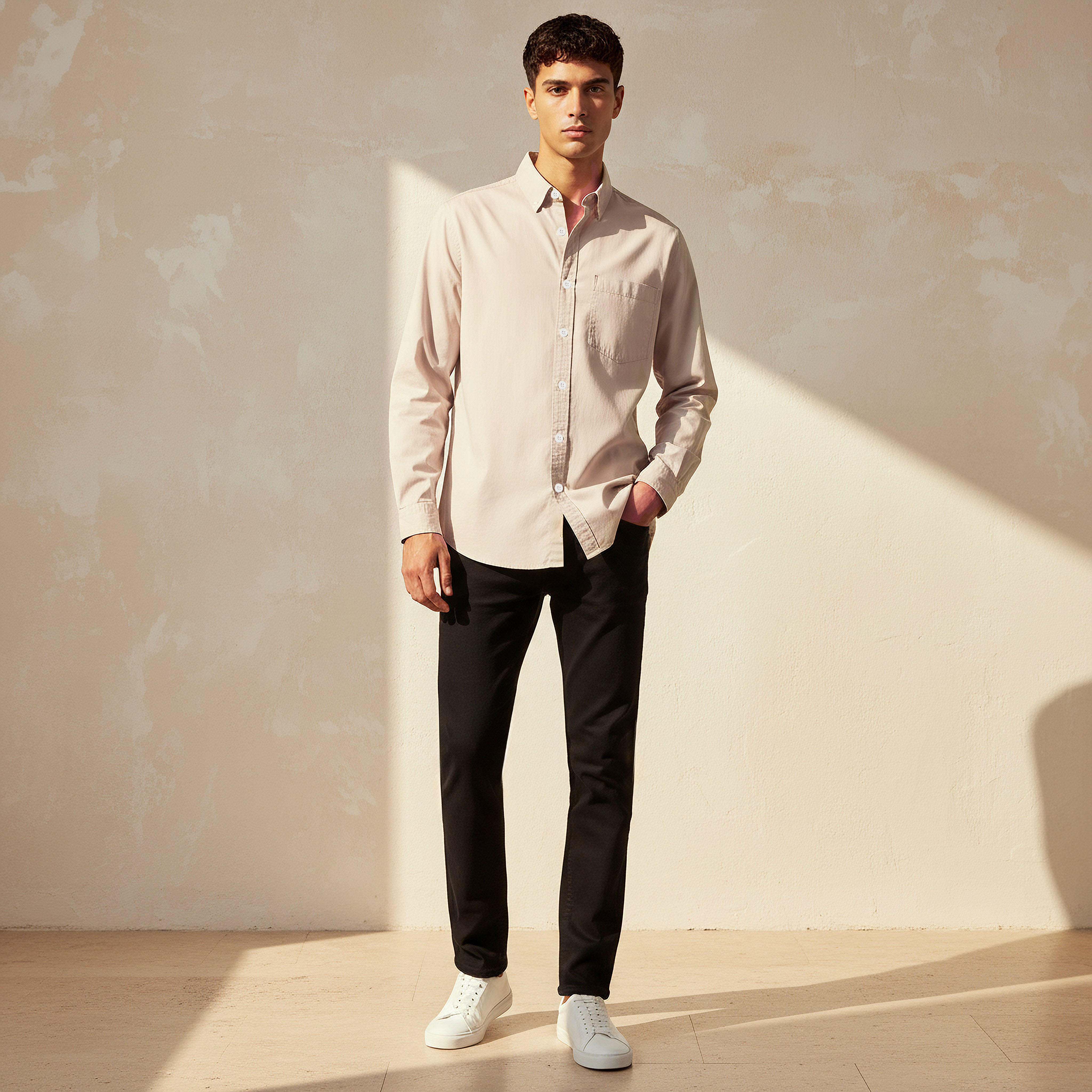 قميص بأكمام طويلة وياقة وقصة عادية للرجال من لي كوبر-men-clothing-shirts-image-3