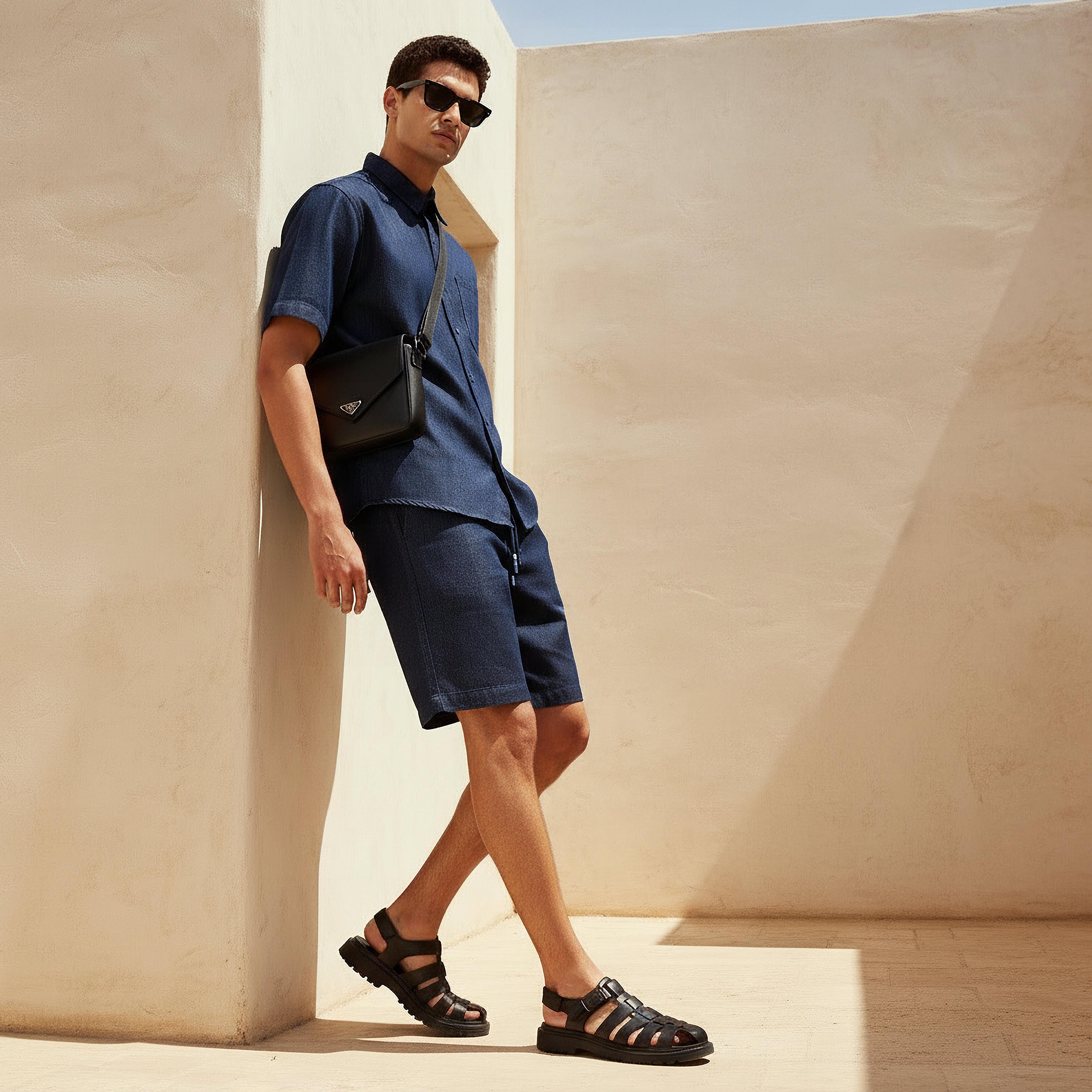 قميص دينم بارز الملمس بياقة وقصة عادية للرجال من لي كوبر-men-clothing-shirts-image-3