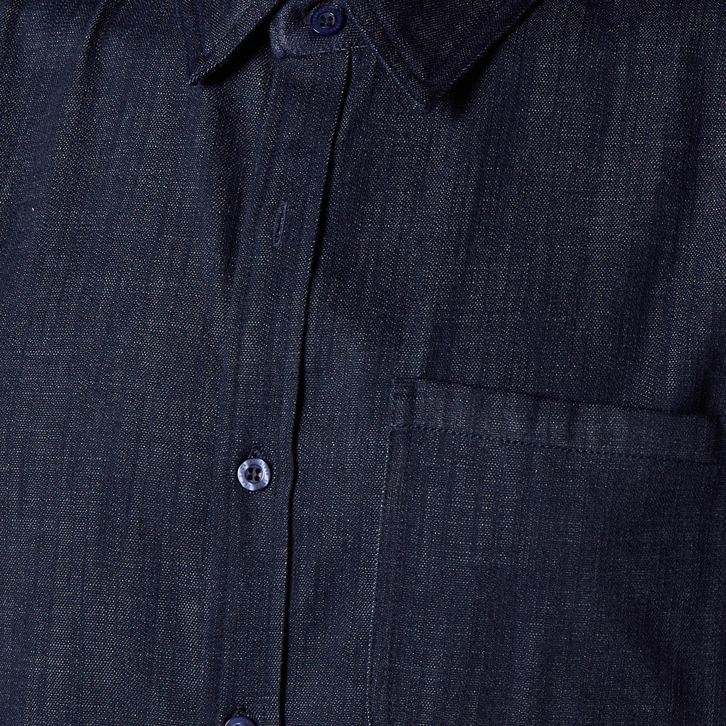 قميص دينم بارز الملمس بياقة وقصة عادية للرجال من لي كوبر-men-clothing-shirts-image-1