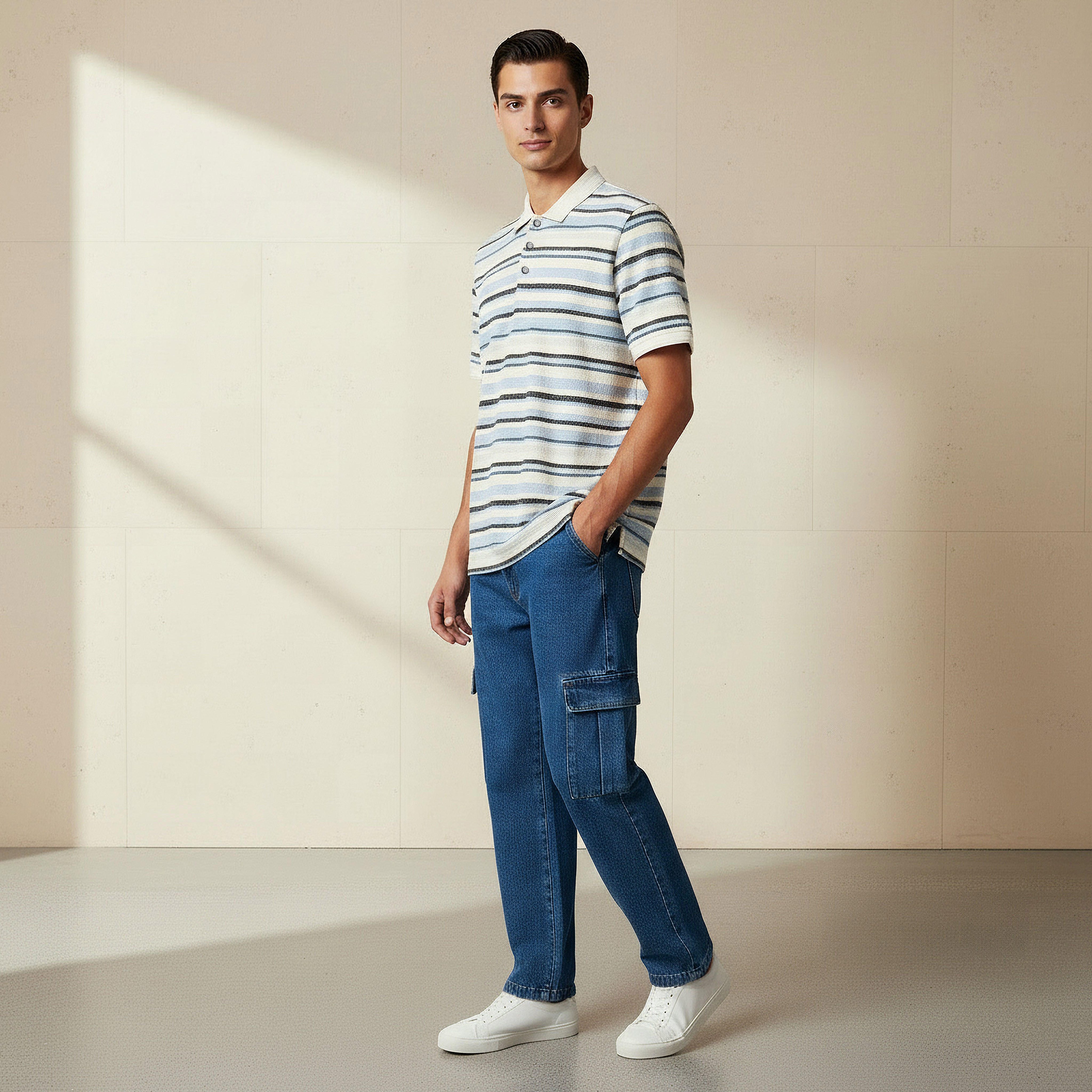 Lee Cooper Men Regular Fit Collared Short Sleeves Striped Polo T-shirt-men-clothing-tshirtsandpolos-tshirts-image-3