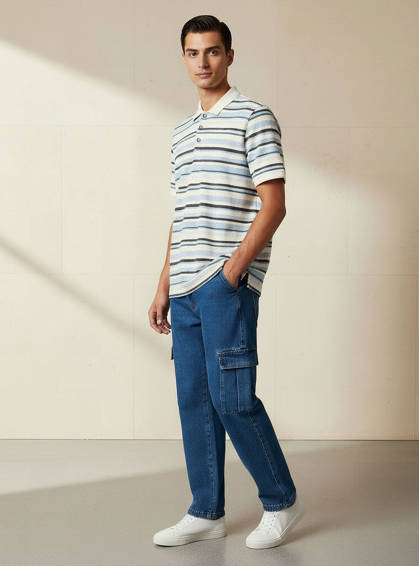 Lee Cooper Men Regular Fit Collared Short Sleeves Striped Polo T-shirt-men-clothing-tshirtsandpolos-tshirts-image-3