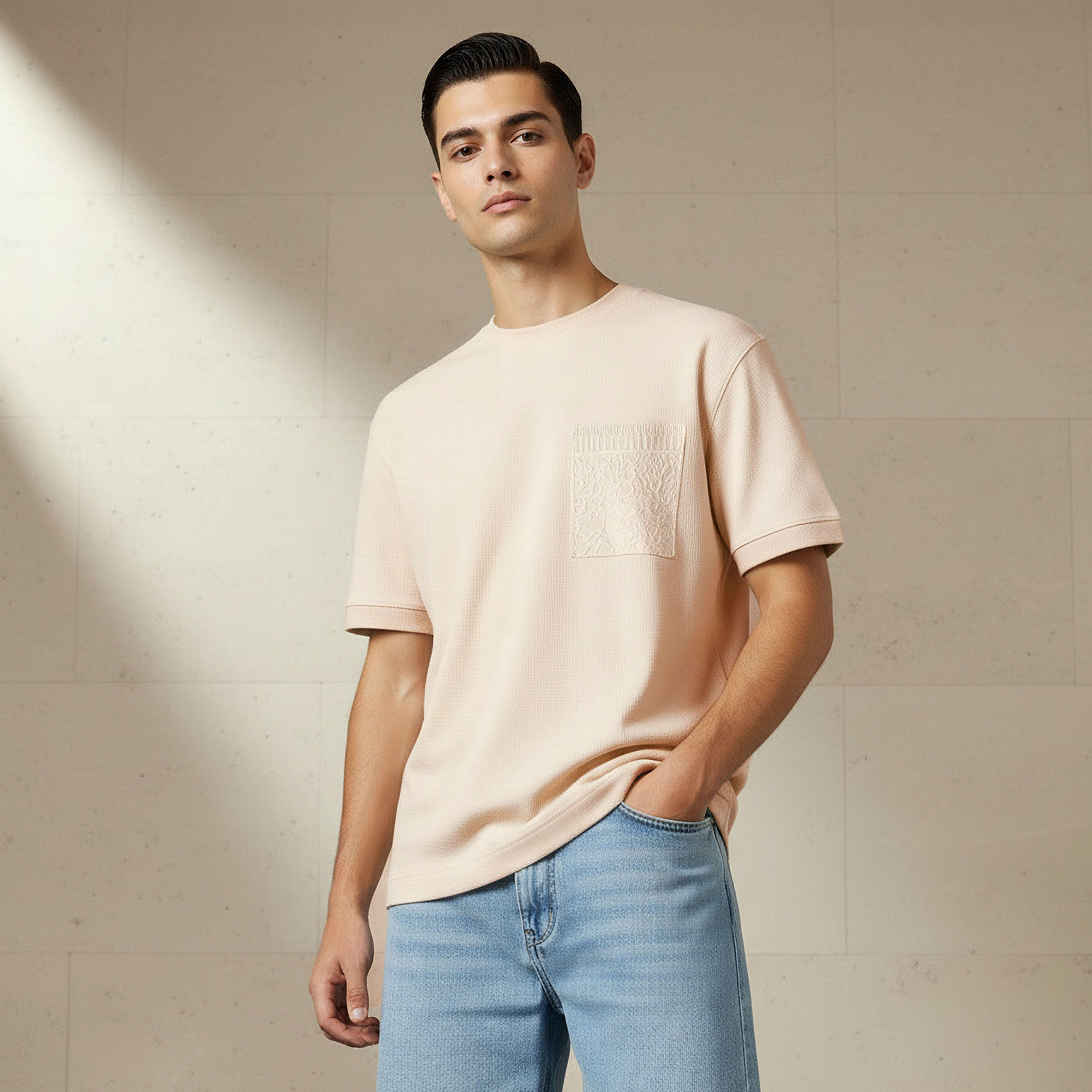 تيشيرت رجالي برقبة ضيقة وأكمام قصيرة وقصة عادية من لي كوبر-men-clothing-tshirtsandpolos-tshirts-image-1