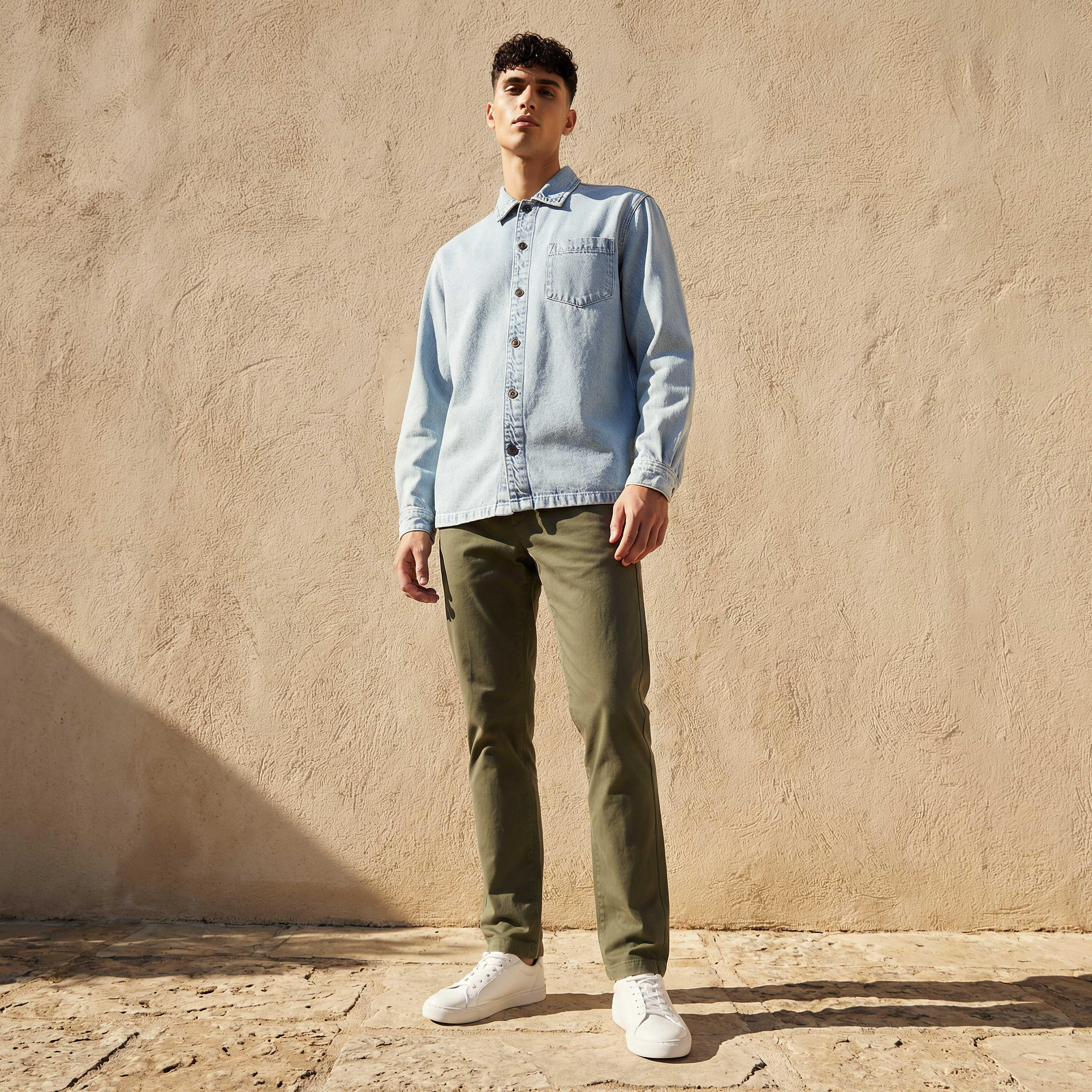 Lee Cooper Men Regular Fit Collared Long Sleeves Denim Shirt-men-clothing-shirts-image-2