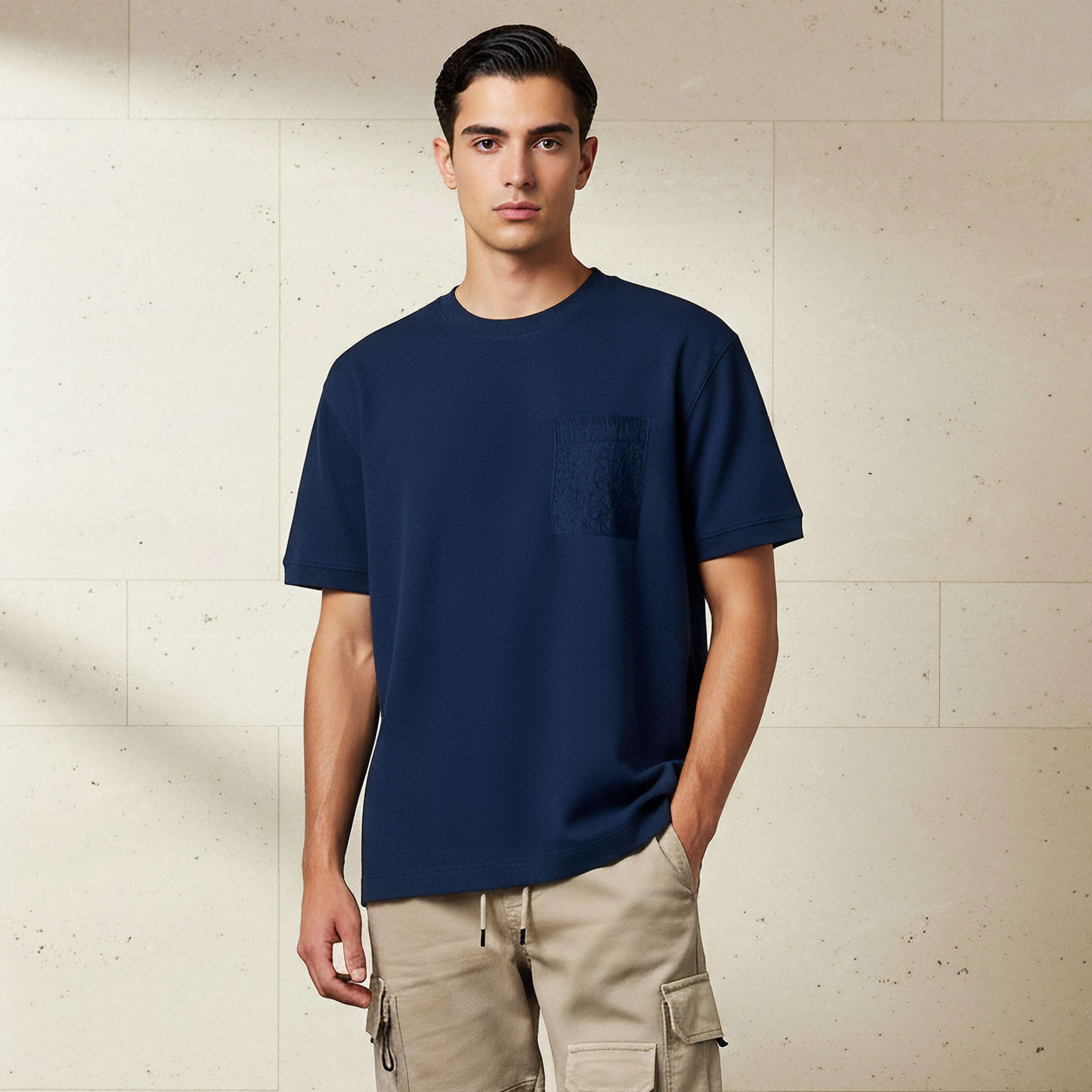Lee Cooper Men Regular Fit Crew Neck Short Sleeves Embroidered T-shirt-men-clothing-tshirtsandpolos-tshirts-image-1