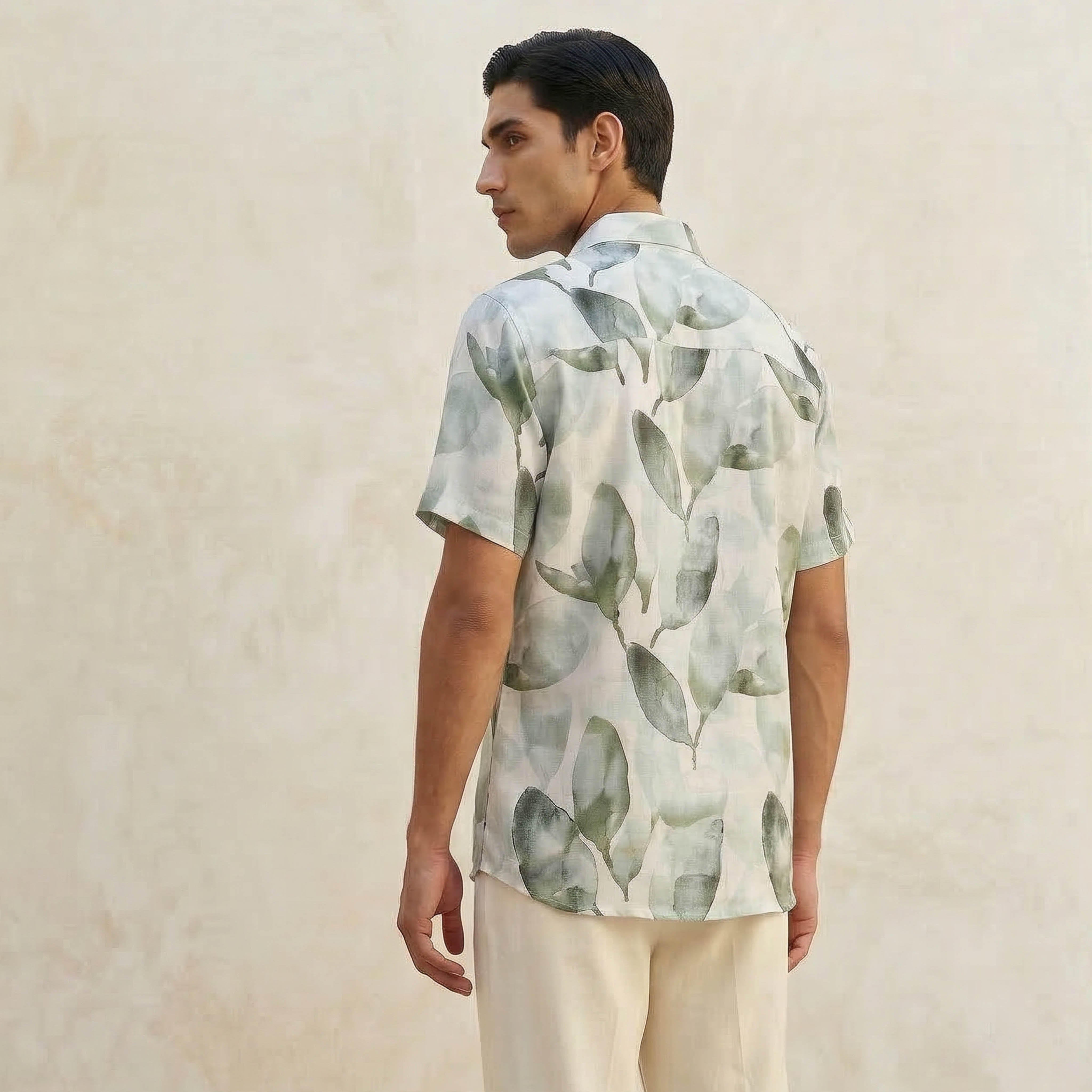 Lee Cooper Men Regular Fit Collared Leaf Print Short Sleeves Shirt-men-clothing-shirts-image-4