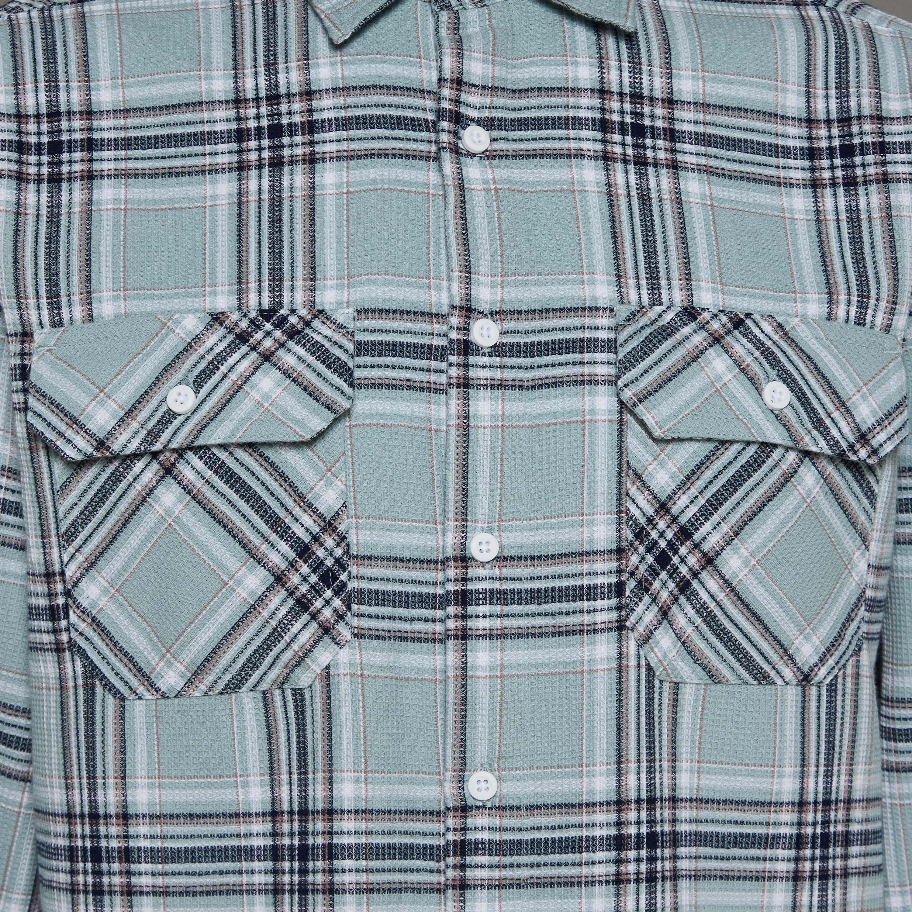 قميص رجالي كاروهات بياقة وقصة عادية وأكمام طويلة من لي كوبر-men-clothing-shirts-image-2