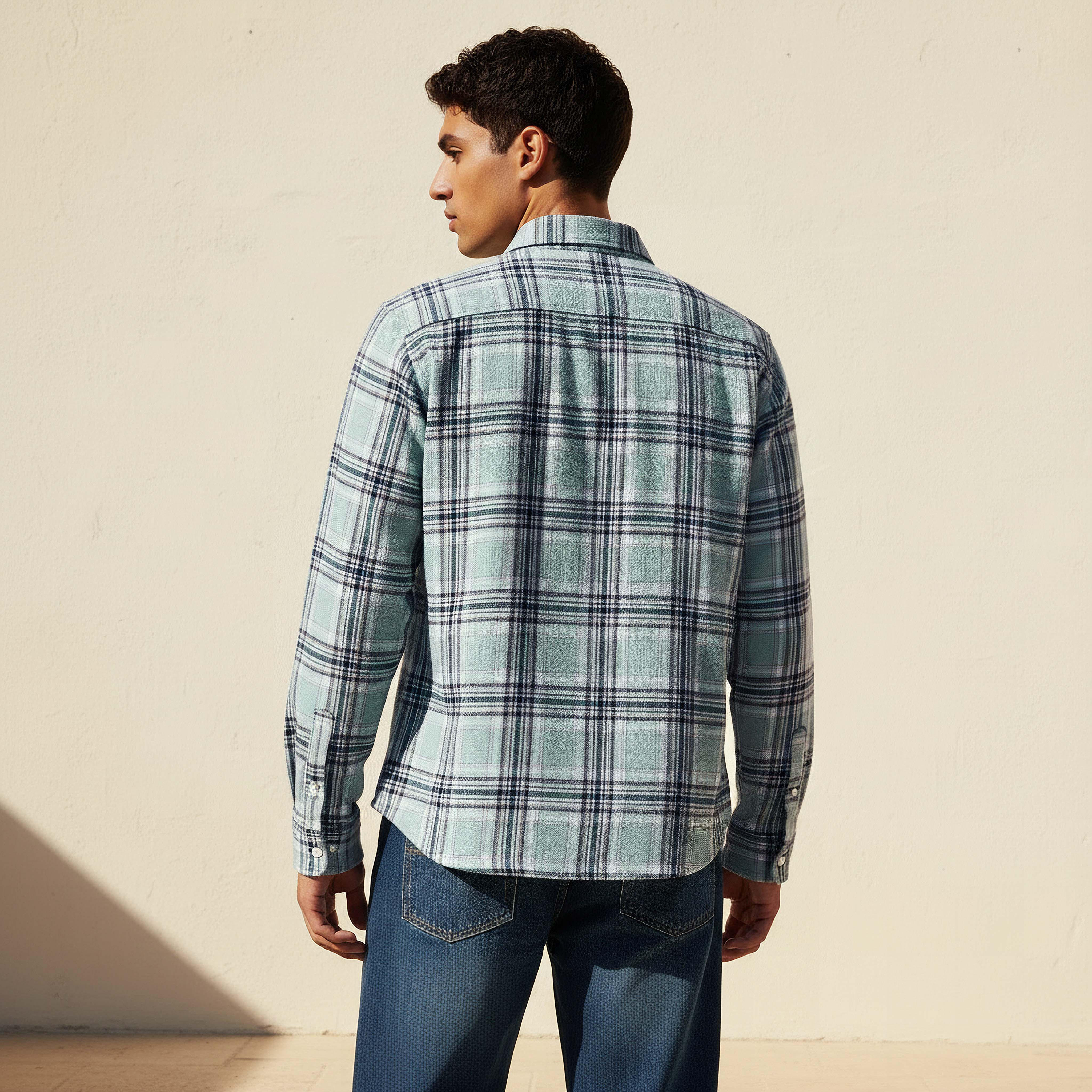قميص رجالي كاروهات بياقة وقصة عادية وأكمام طويلة من لي كوبر-men-clothing-shirts-image-4