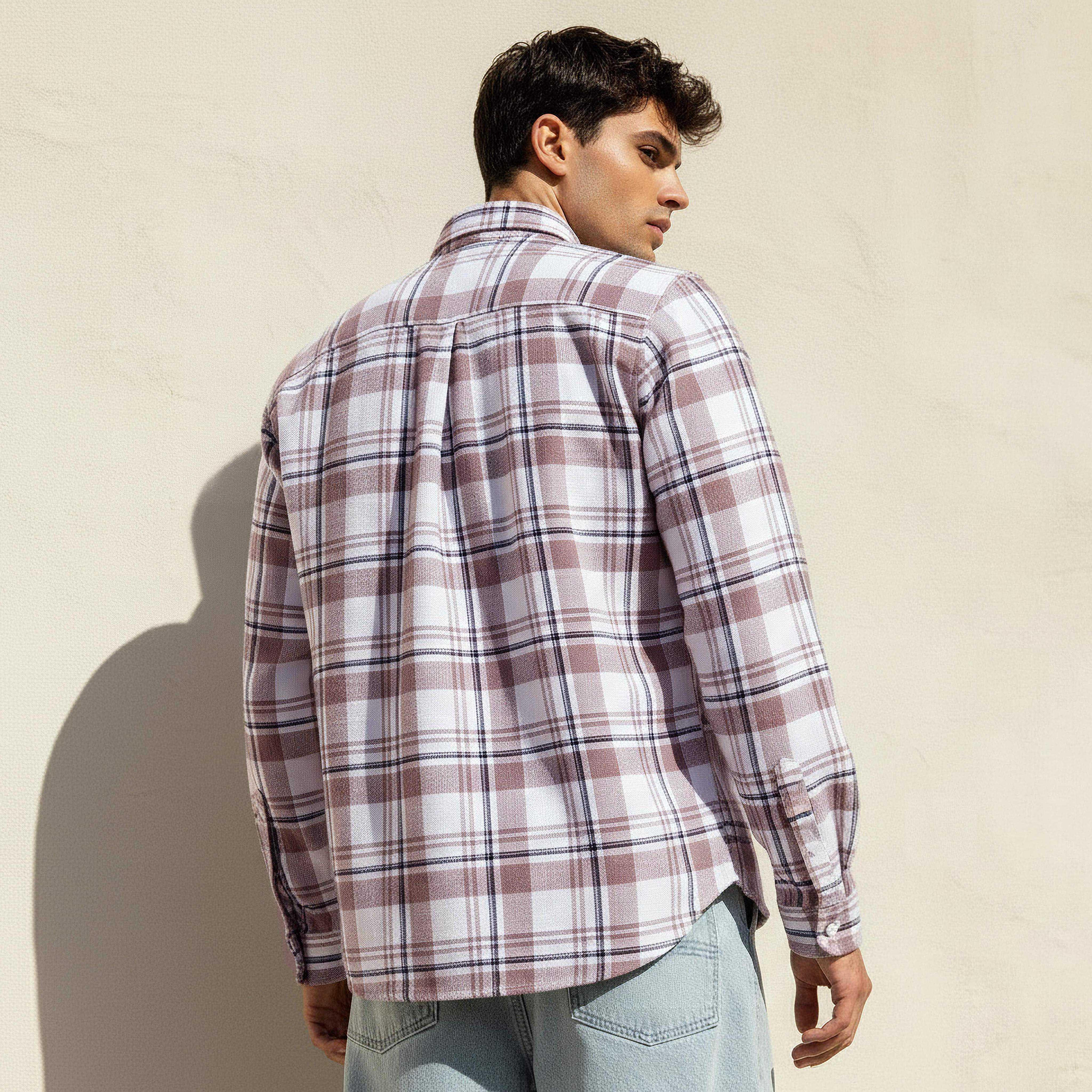 قميص رجالي كاروهات بياقة وقصة عادية وأكمام طويلة من لي كوبر-men-clothing-shirts-image-4