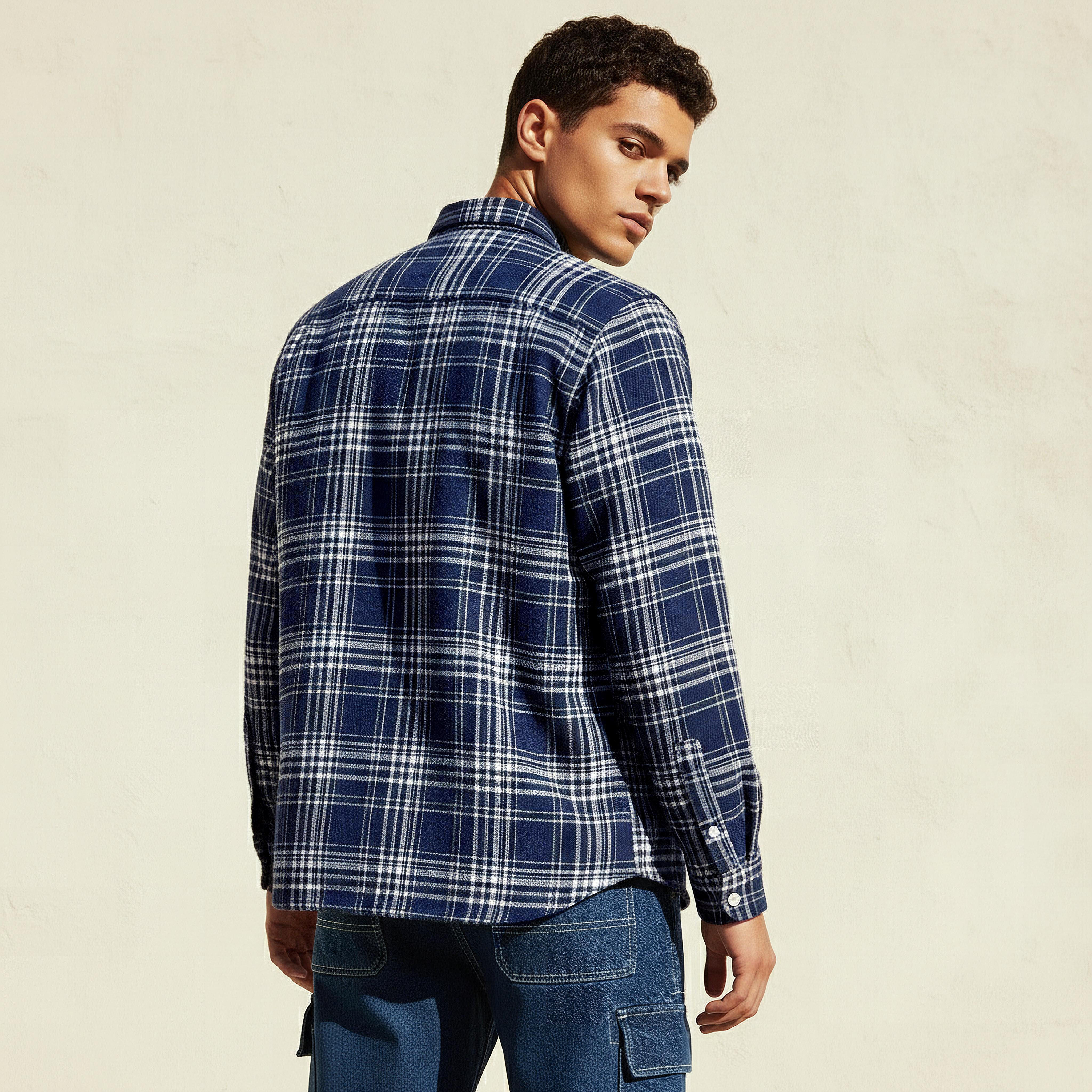 قميص رجالي كاروهات بياقة وقصة عادية وأكمام طويلة من لي كوبر-men-clothing-shirts-image-4
