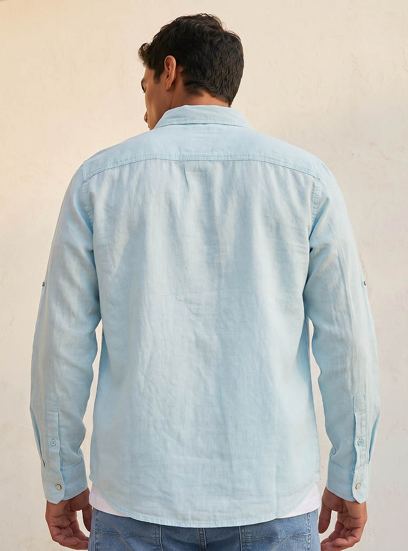 Lee Cooper Men Regular Fit Collared Long Sleeves Linen Shirt-men-clothing-shirts-image-4