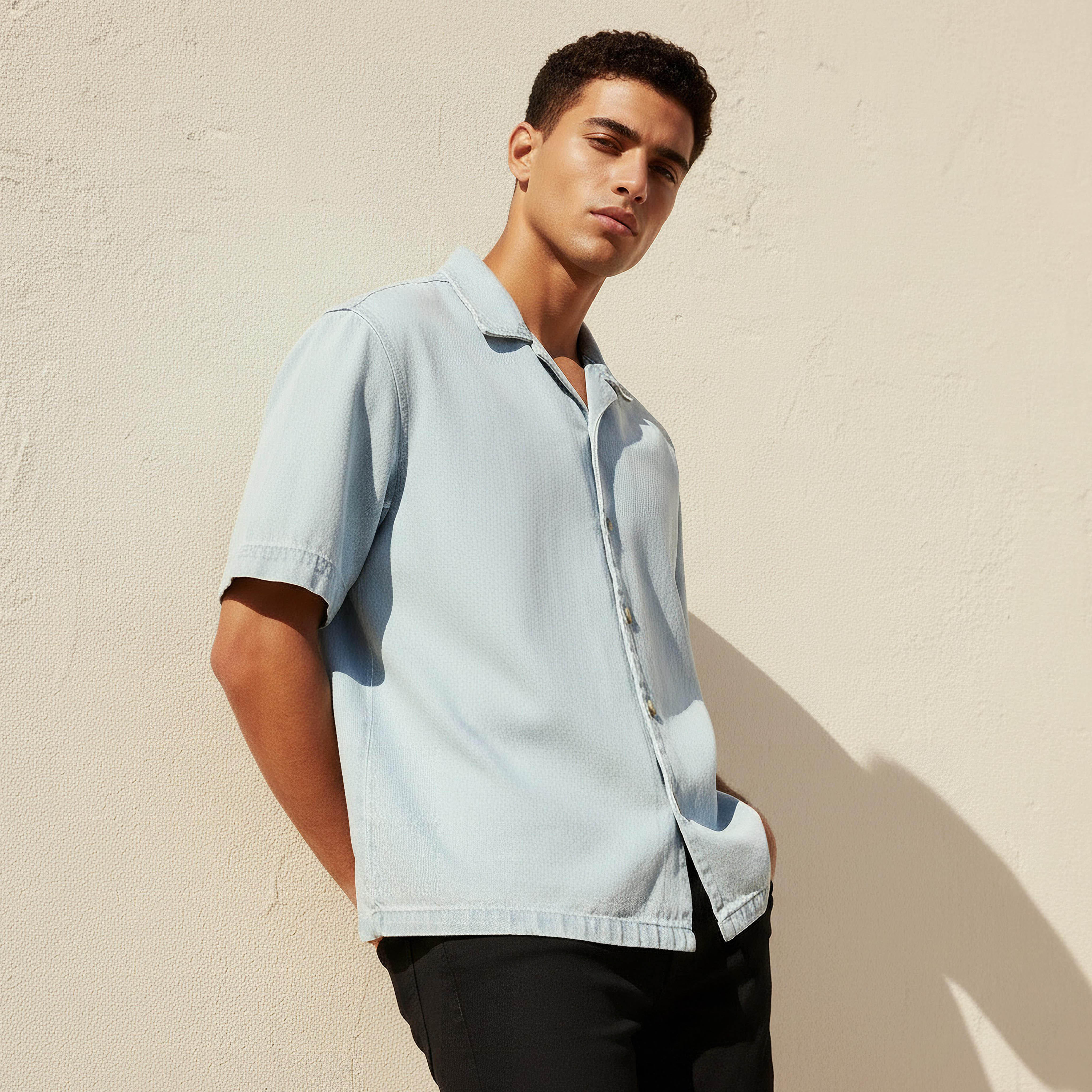 Lee Cooper Men Regular Fit Camp Collar Short Sleeve Shirt-men-clothing-shirts-image-1