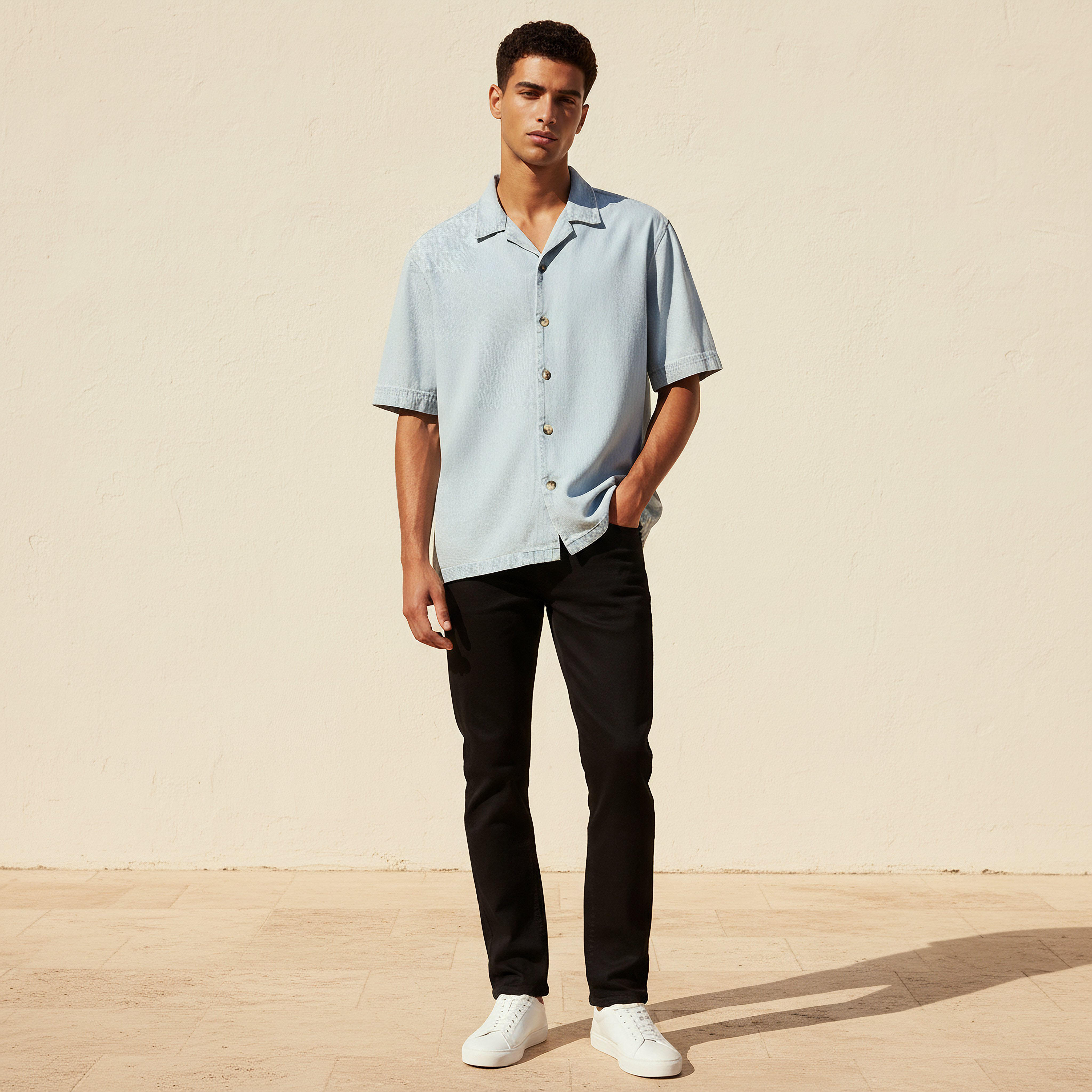 Lee Cooper Men Regular Fit Camp Collar Short Sleeve Shirt-men-clothing-shirts-image-3