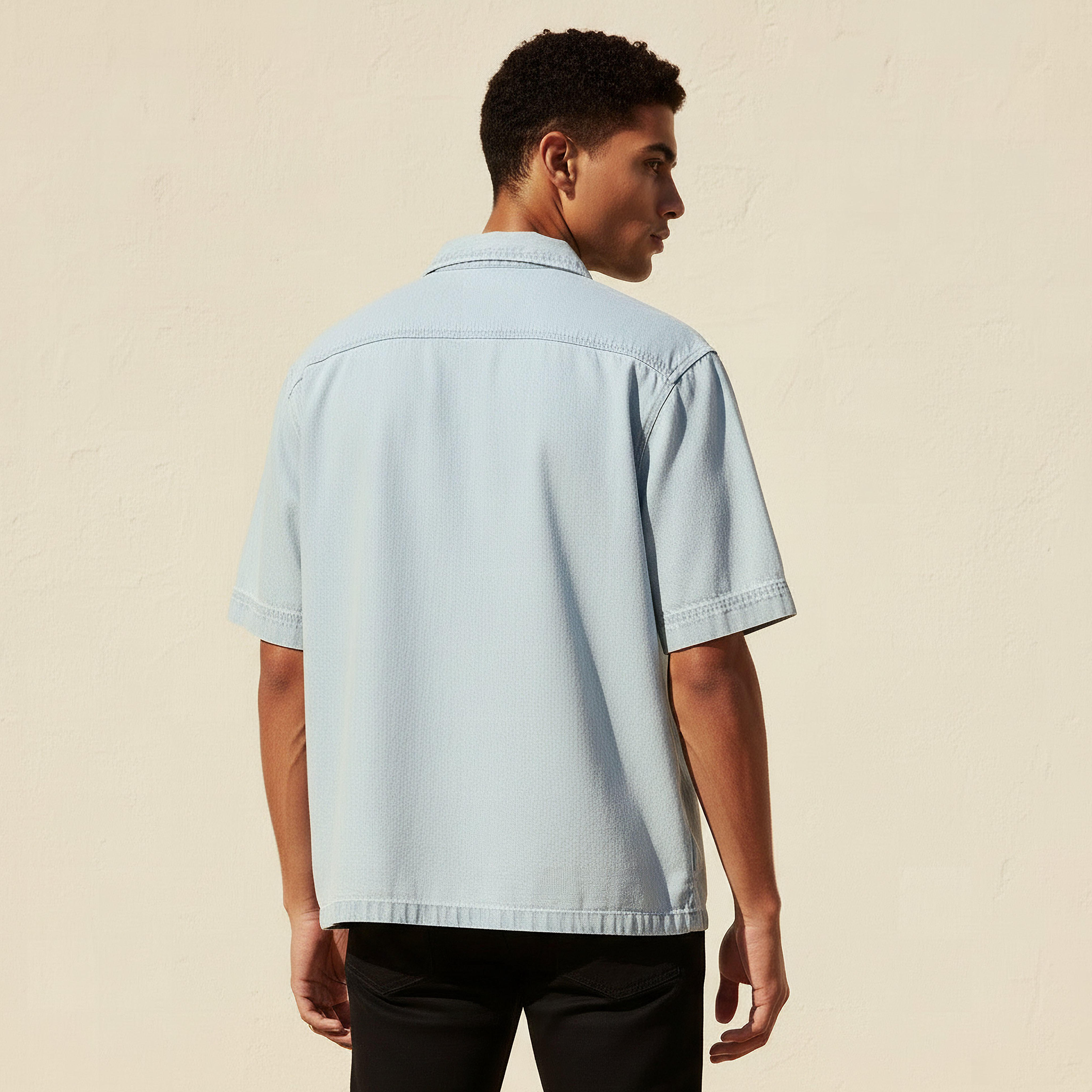 Lee Cooper Men Regular Fit Camp Collar Short Sleeve Shirt-men-clothing-shirts-image-4