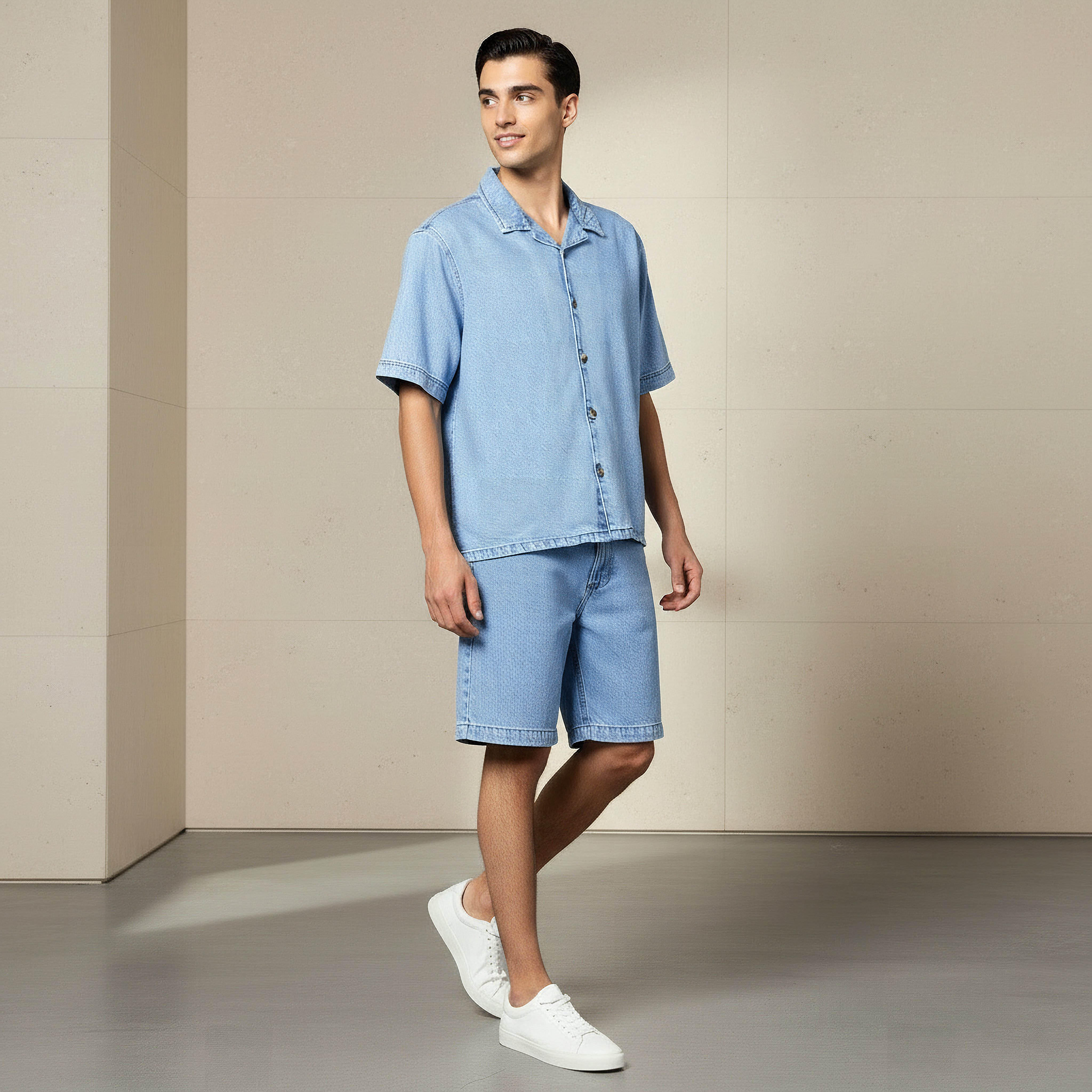 قميص بقصة عادية وياقة كامب وأكمام قصيرة للرجال من لي كوبر-men-clothing-shirts-image-2