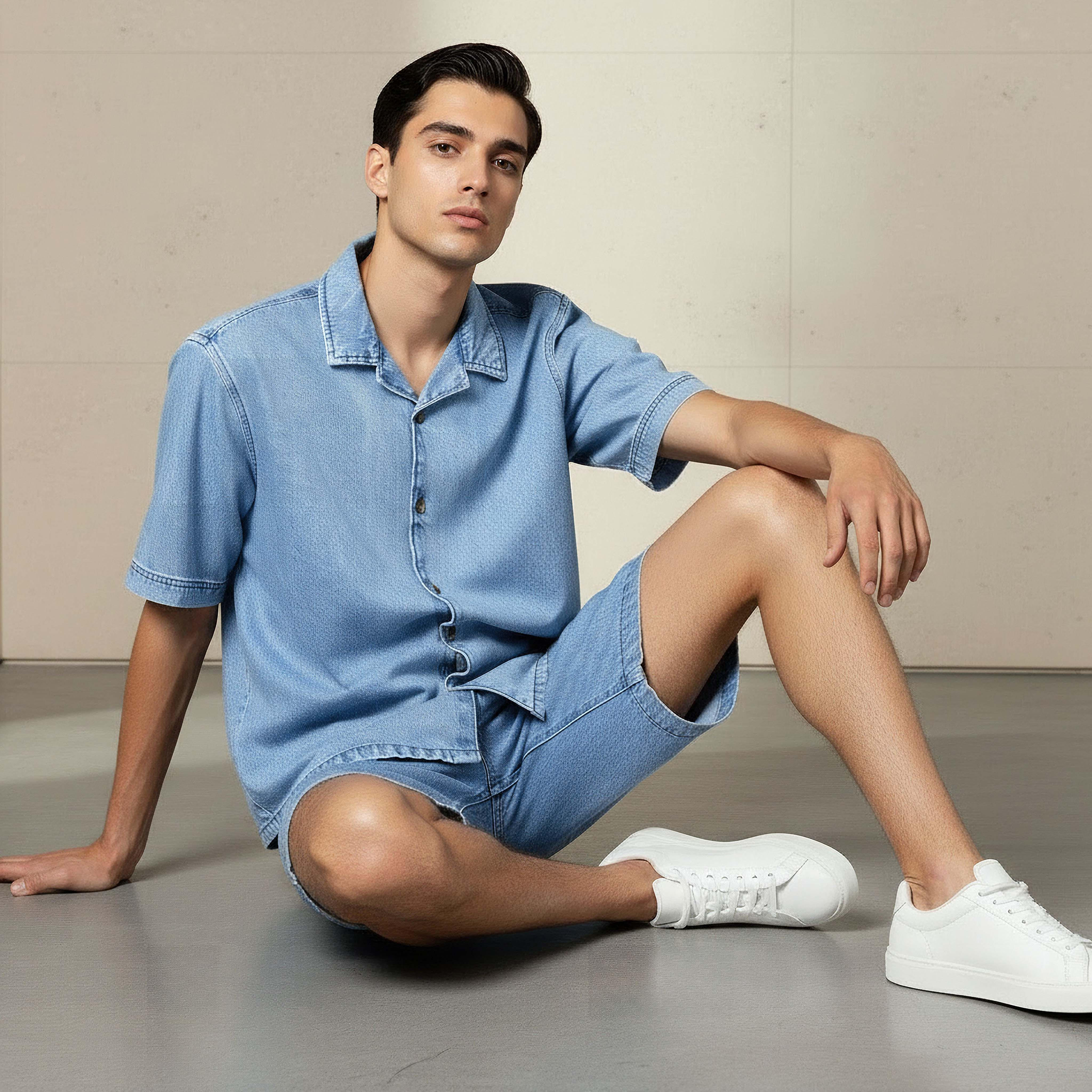 قميص بقصة عادية وياقة كامب وأكمام قصيرة للرجال من لي كوبر-men-clothing-shirts-image-5