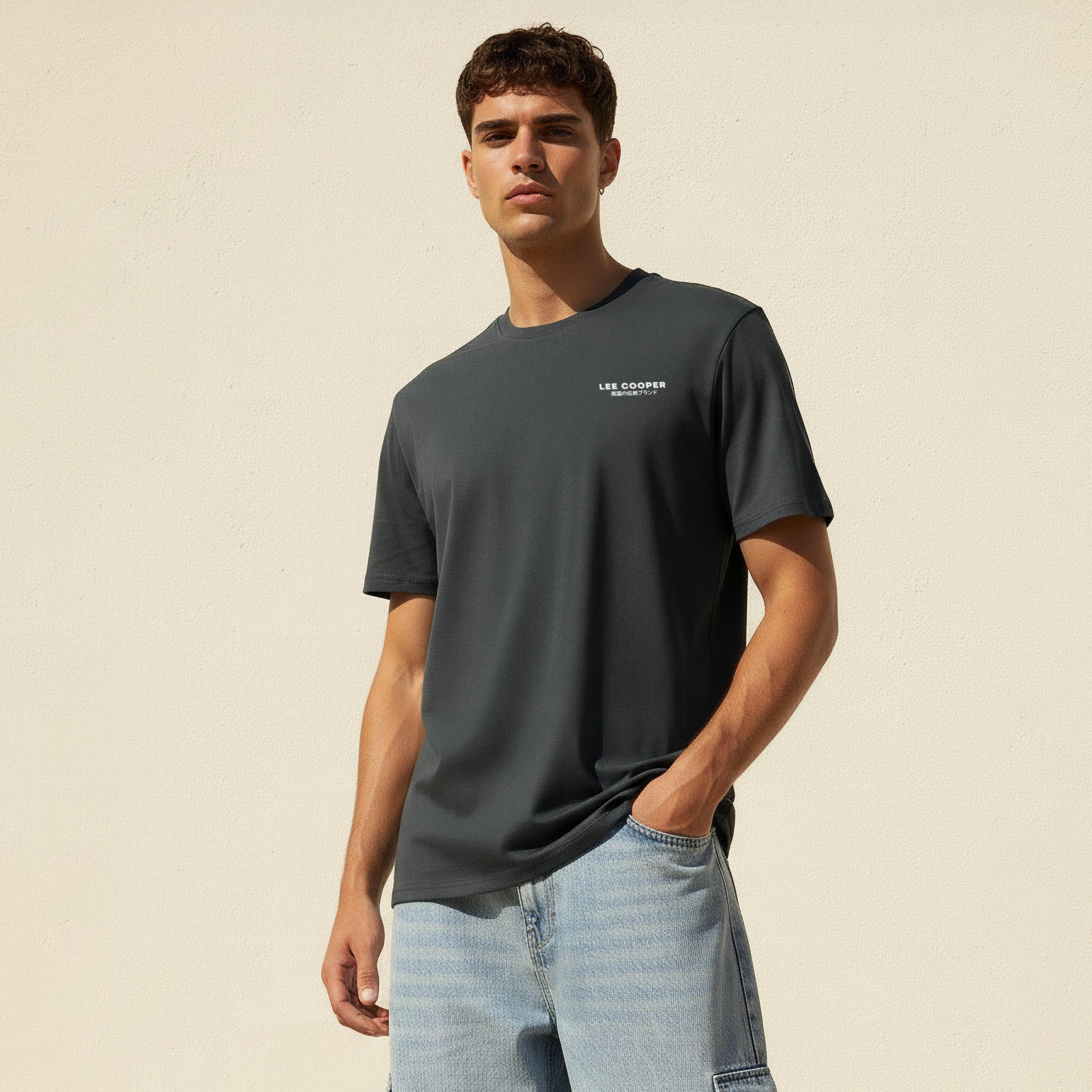 Lee Cooper Men Regular Fit Crew Neck Short Sleeve Logo Print T-shirt-men-clothing-tshirtsandpolos-tshirts-image-3