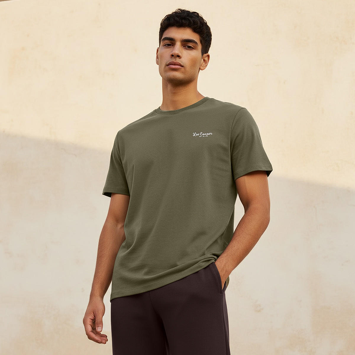 Lee Cooper Men Regular Fit Crew Neck Short Sleeve Logo Print T-shirt-men-clothing-tshirtsandpolos-tshirts-image-1