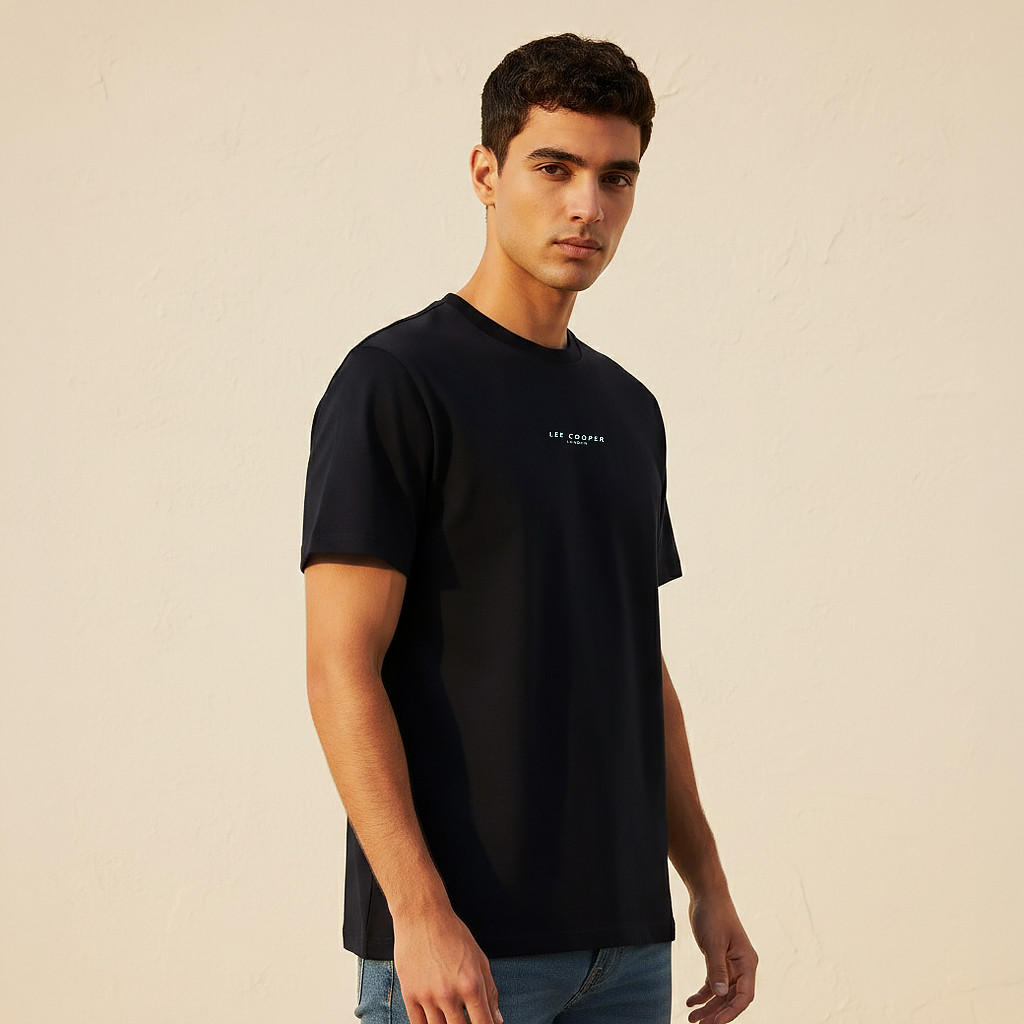 Lee Cooper Men Regular Fit Crew Neck Short Sleeve Logo Print T-shirt-men-clothing-tshirtsandpolos-tshirts-image-1