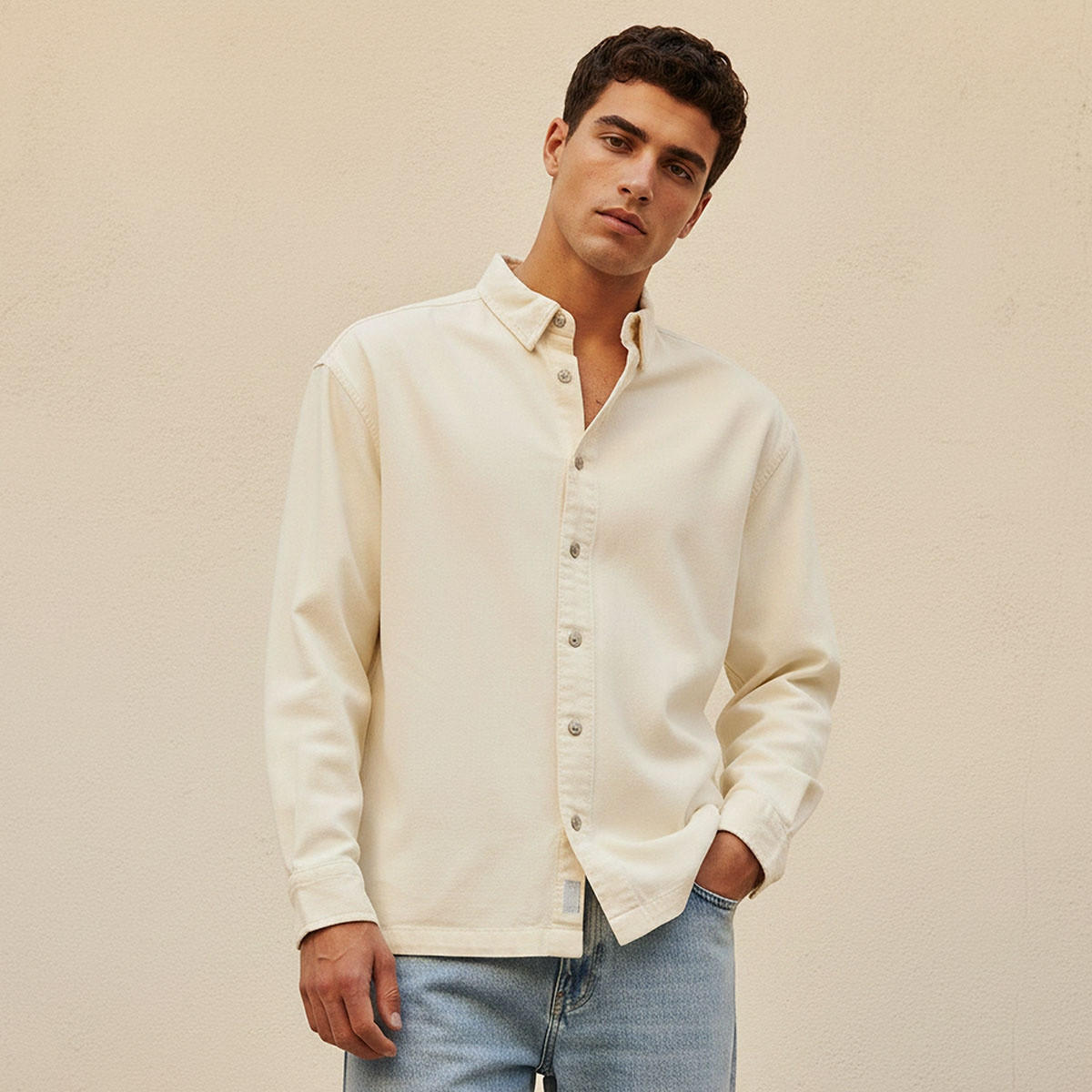 قميص بقصة وياقة عادية وأكمام طويلة من لي كوبر-men-clothing-shirts-image-1