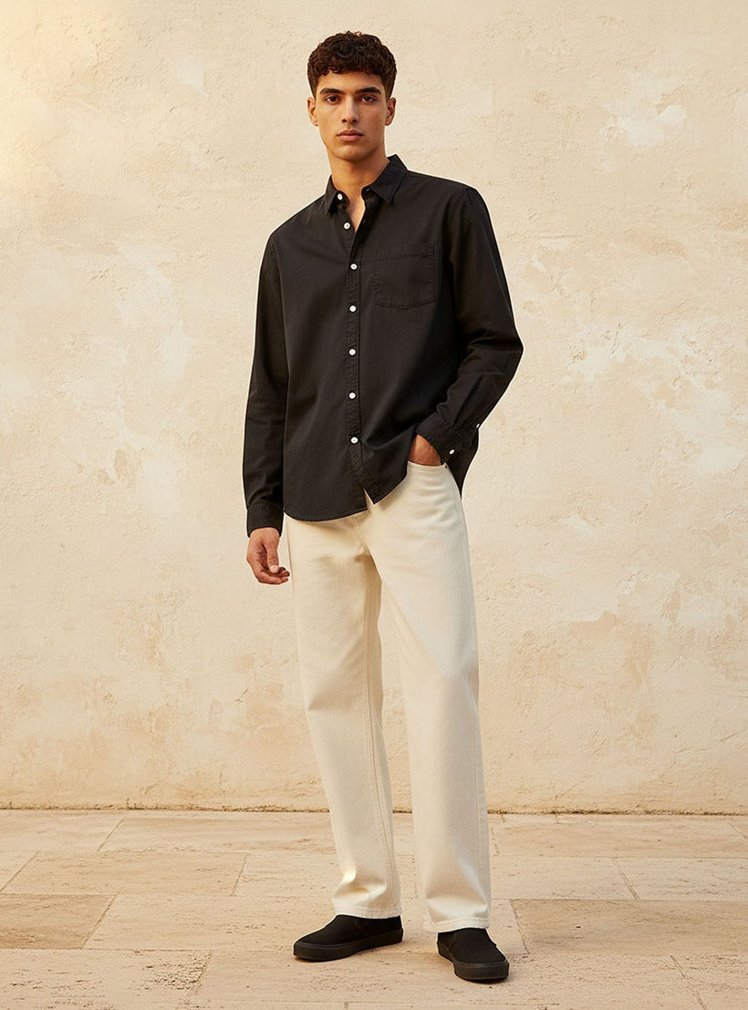 Lee Cooper Regular Fit Collared Long Sleeves Shirt-men-clothing-shirts-image-3