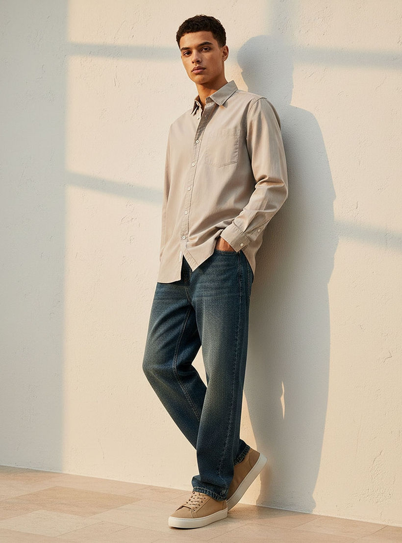 Lee Cooper Regular Fit Collared Long Sleeves Shirt-men-clothing-shirts-image-3