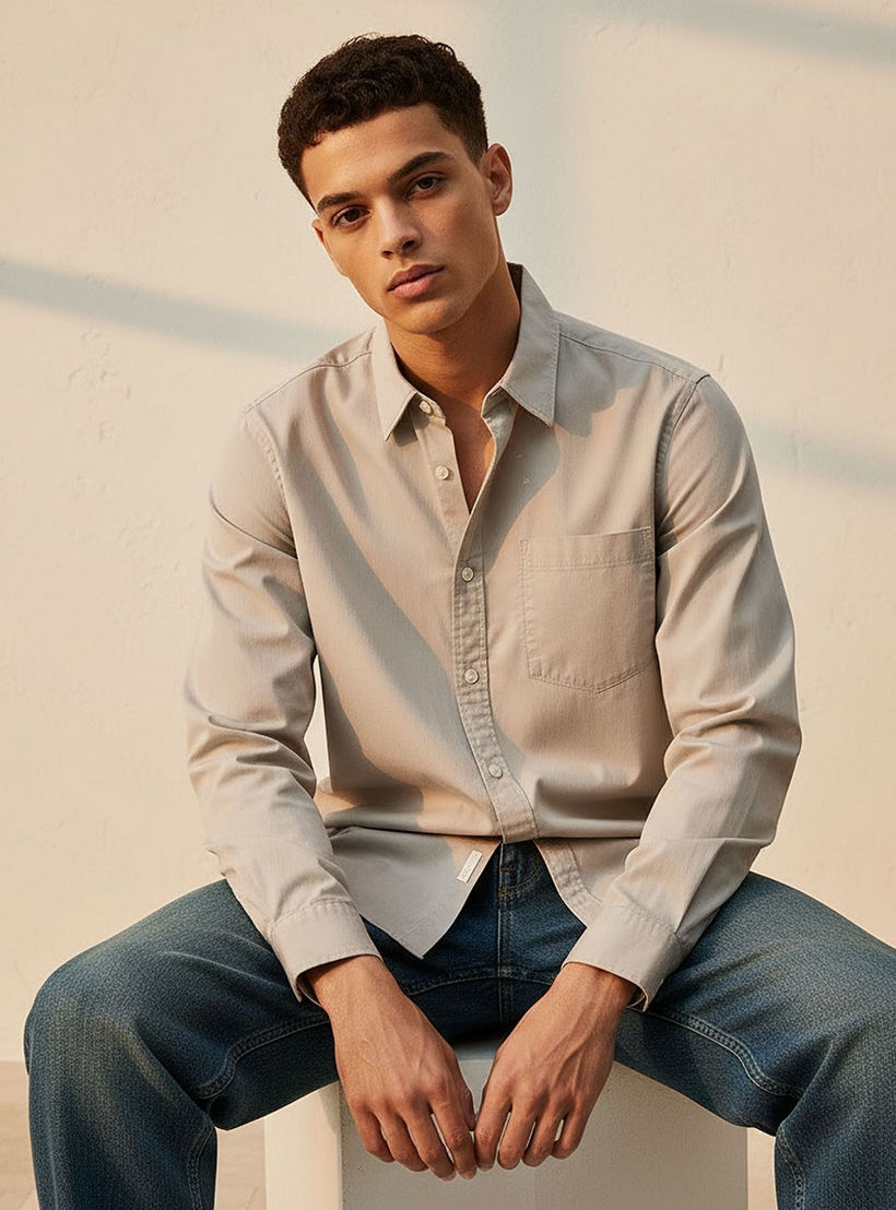 Lee Cooper Regular Fit Collared Long Sleeves Shirt-men-clothing-shirts-image-6