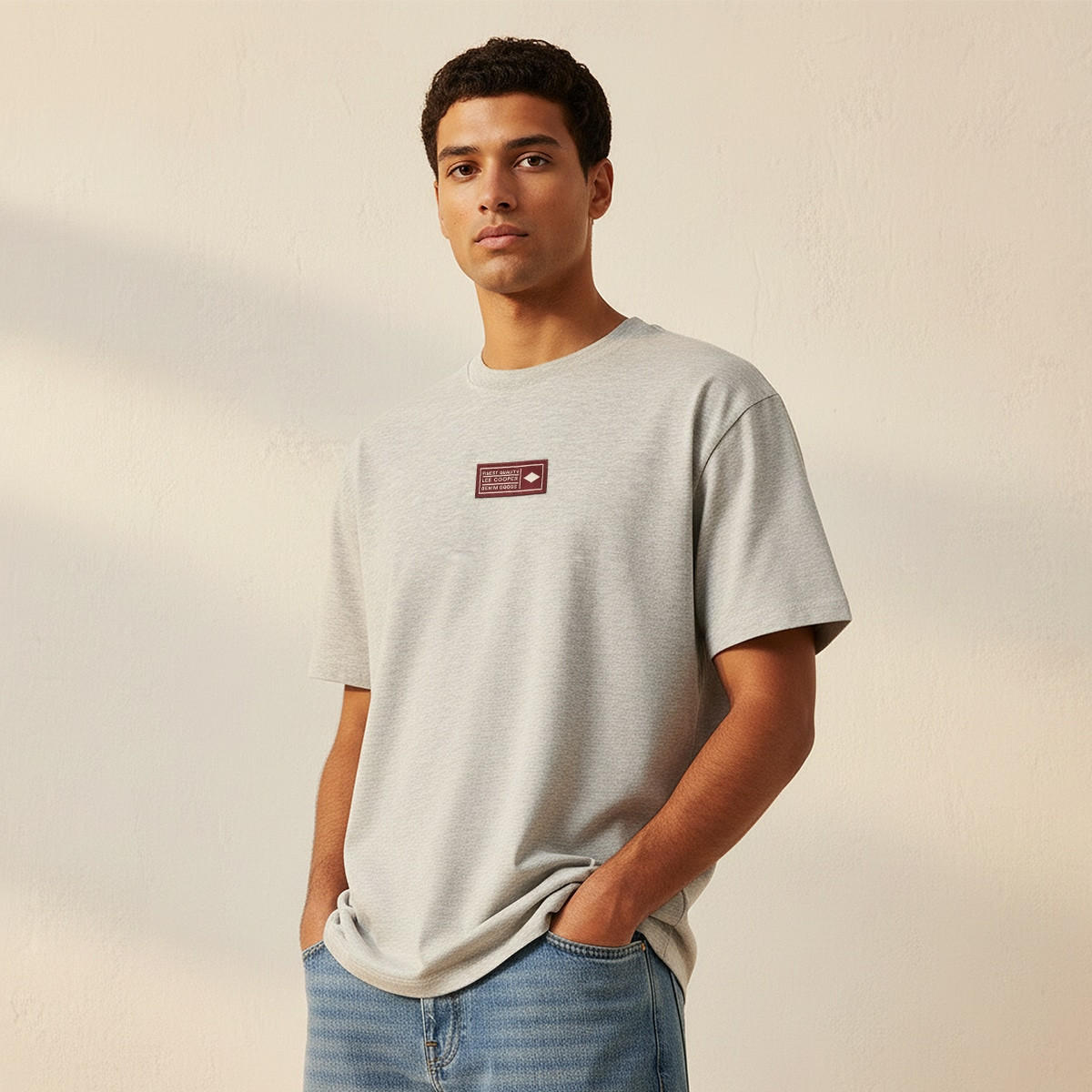 Lee Cooper Regular Fit Crew Neck Short Sleeves Logo Badge T-shirt-men-clothing-tshirtsandpolos-tshirts-image-1
