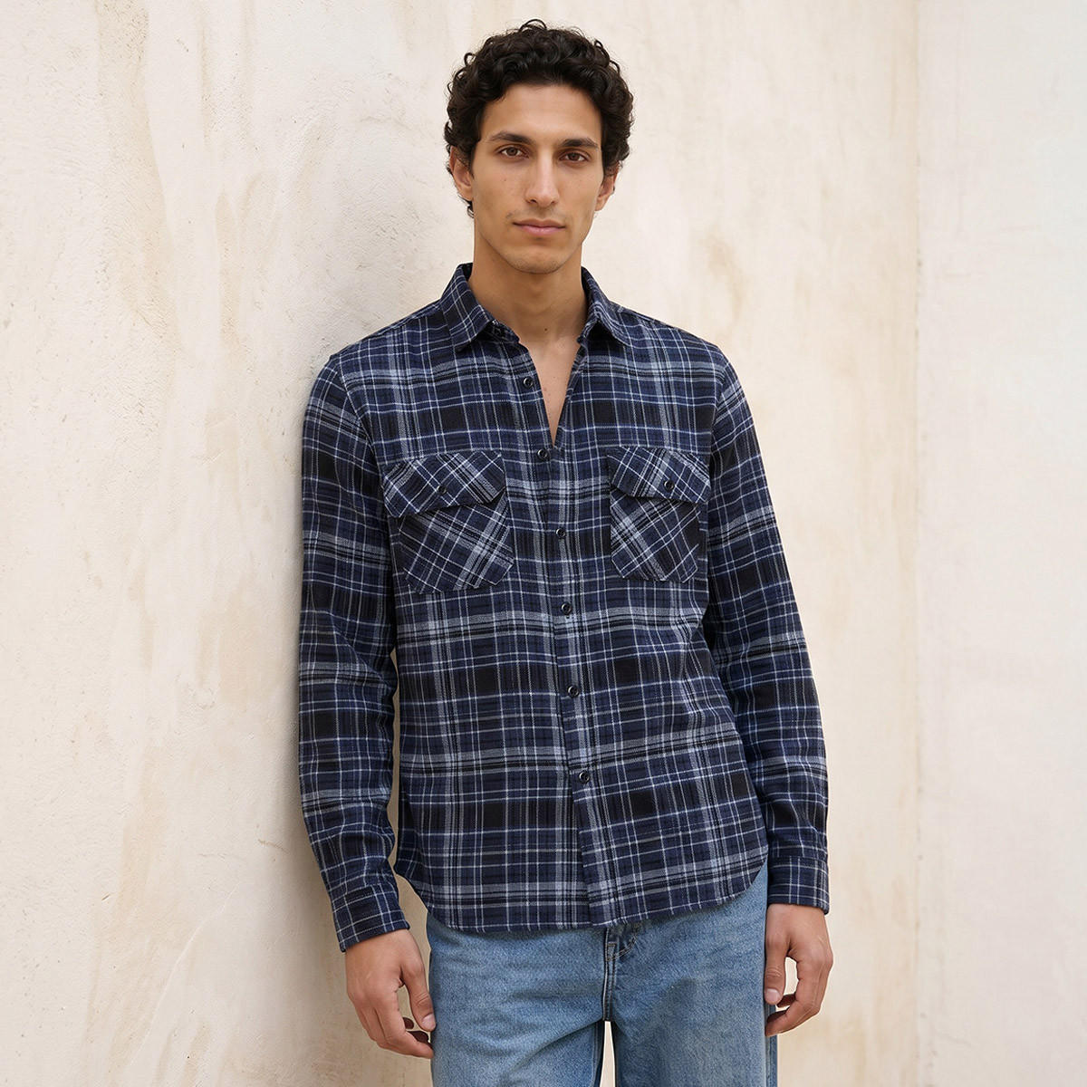 Lee Cooper Regular Fit Collared Checked Long Sleeves Shirt-men-clothing-shirts-image-1