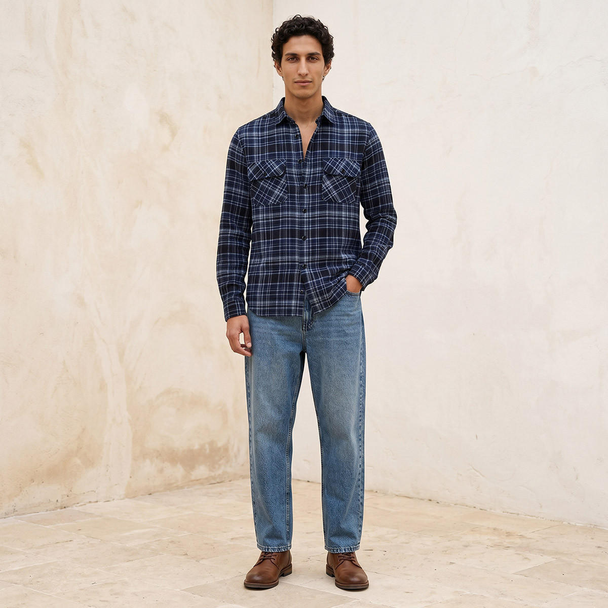 Lee Cooper Regular Fit Collared Checked Long Sleeves Shirt-men-clothing-shirts-image-3