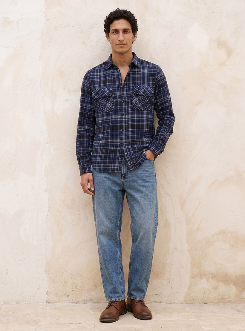 Lee Cooper Regular Fit Collared Checked Long Sleeves Shirt-men-clothing-shirts-image-5