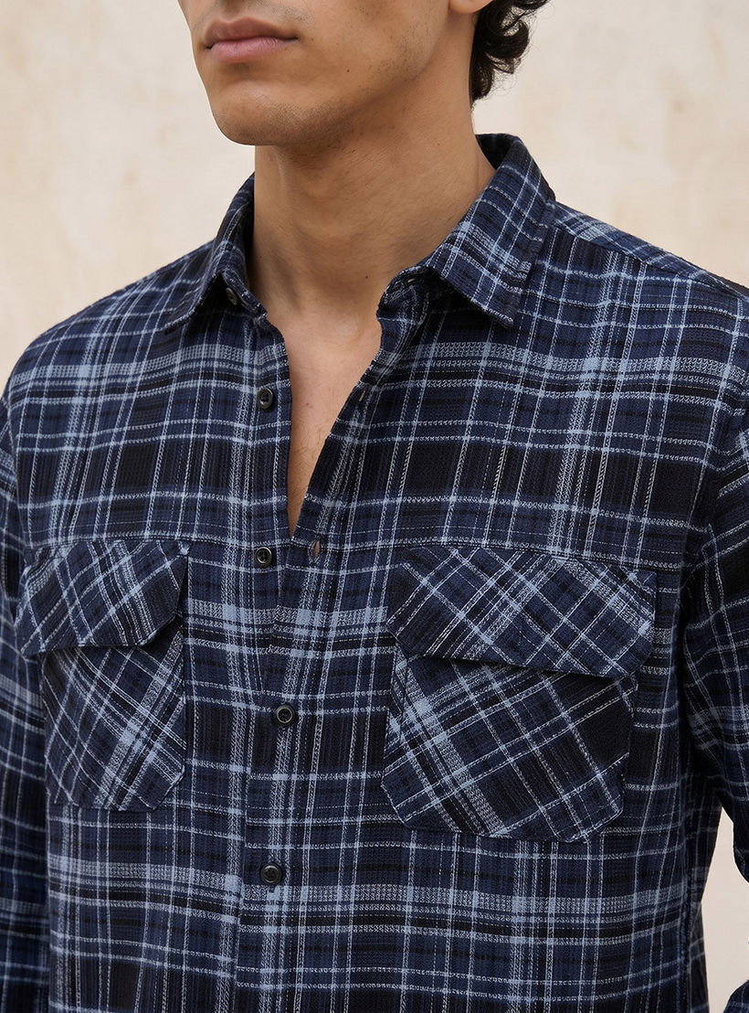 Lee Cooper Regular Fit Collared Checked Long Sleeves Shirt-men-clothing-shirts-image-6