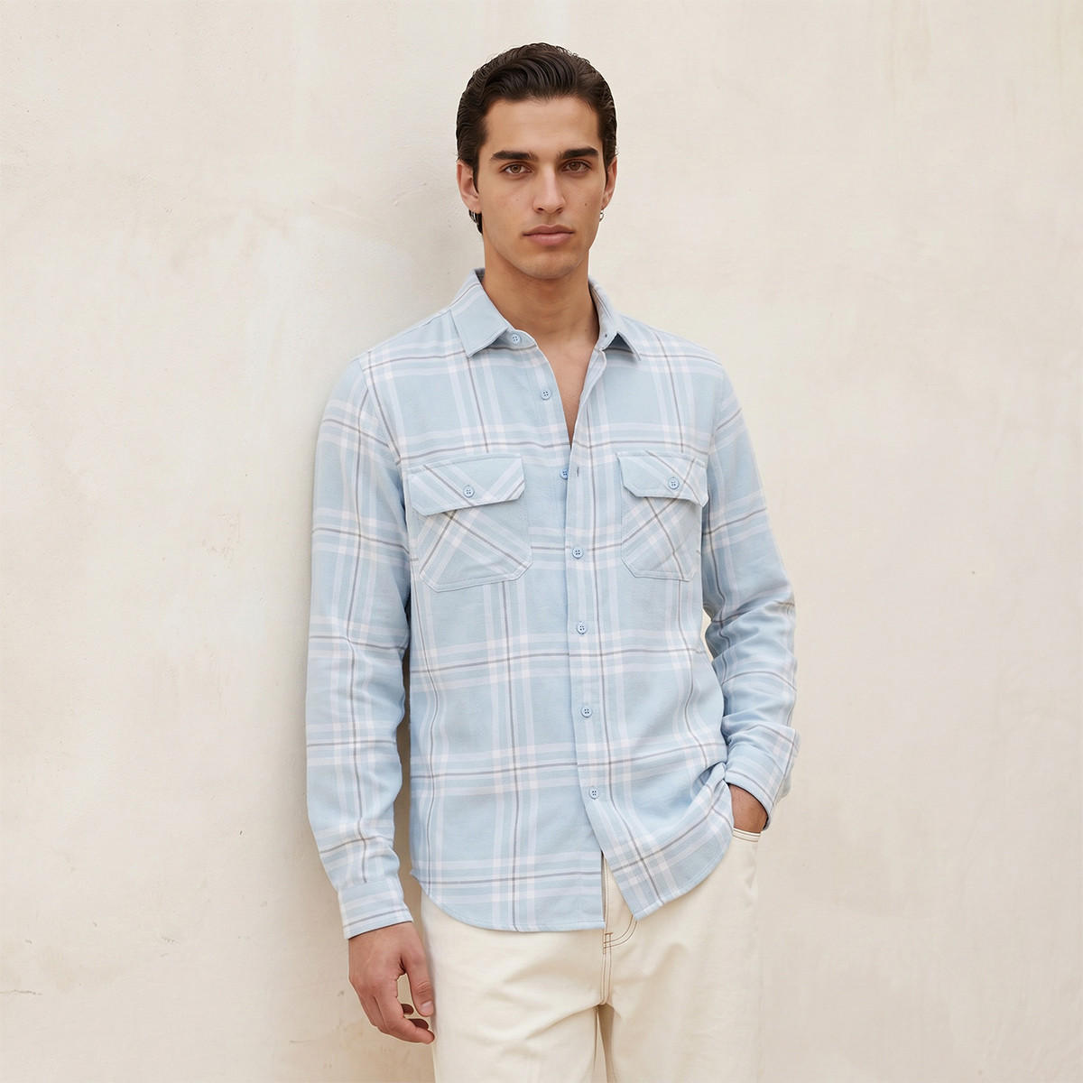 Lee Cooper Regular Fit Collared Checked Long Sleeves Shirt-men-clothing-shirts-image-1