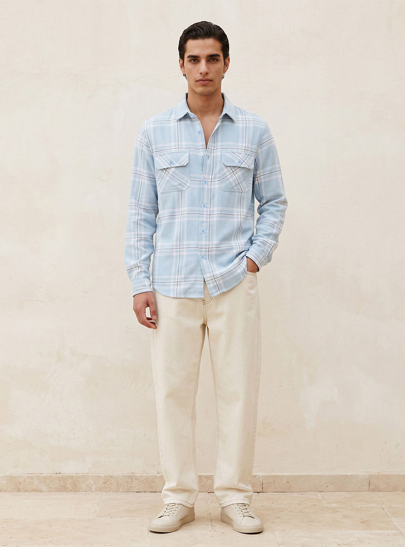Lee Cooper Regular Fit Collared Checked Long Sleeves Shirt-men-clothing-shirts-image-3