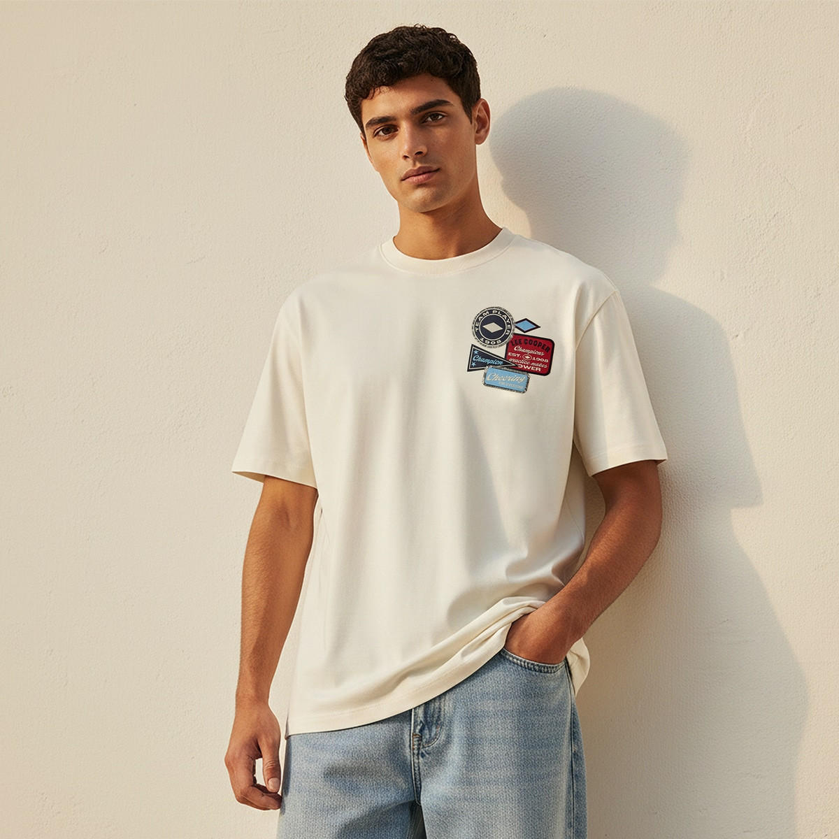 Lee Cooper Crew Neck Short Sleeves Badge Applique T-shirt-men-clothing-tshirtsandpolos-tshirts-image-1