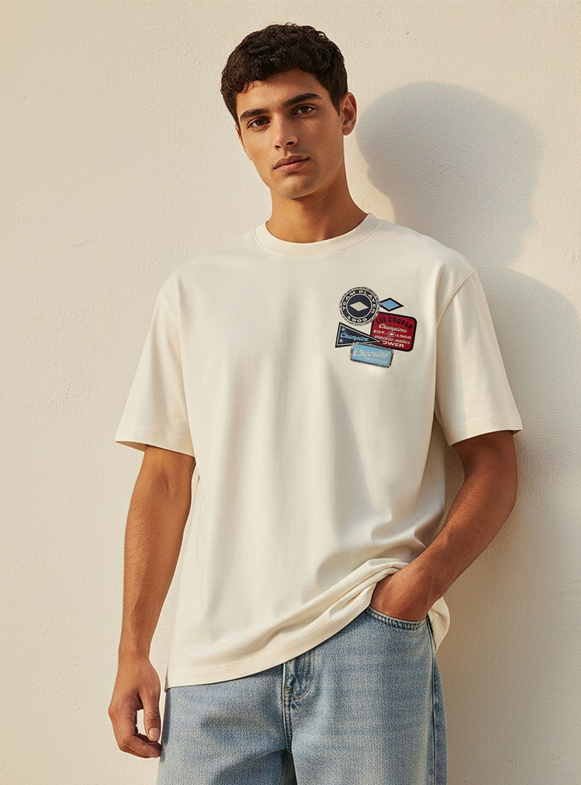 Lee Cooper Crew Neck Short Sleeves Badge Applique T-shirt-men-clothing-tshirtsandpolos-tshirts-image-1