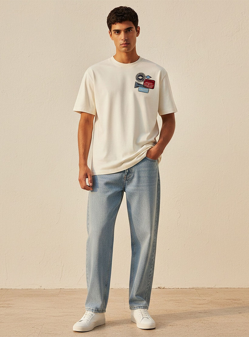 Lee Cooper Crew Neck Short Sleeves Badge Applique T-shirt-men-clothing-tshirtsandpolos-tshirts-image-3