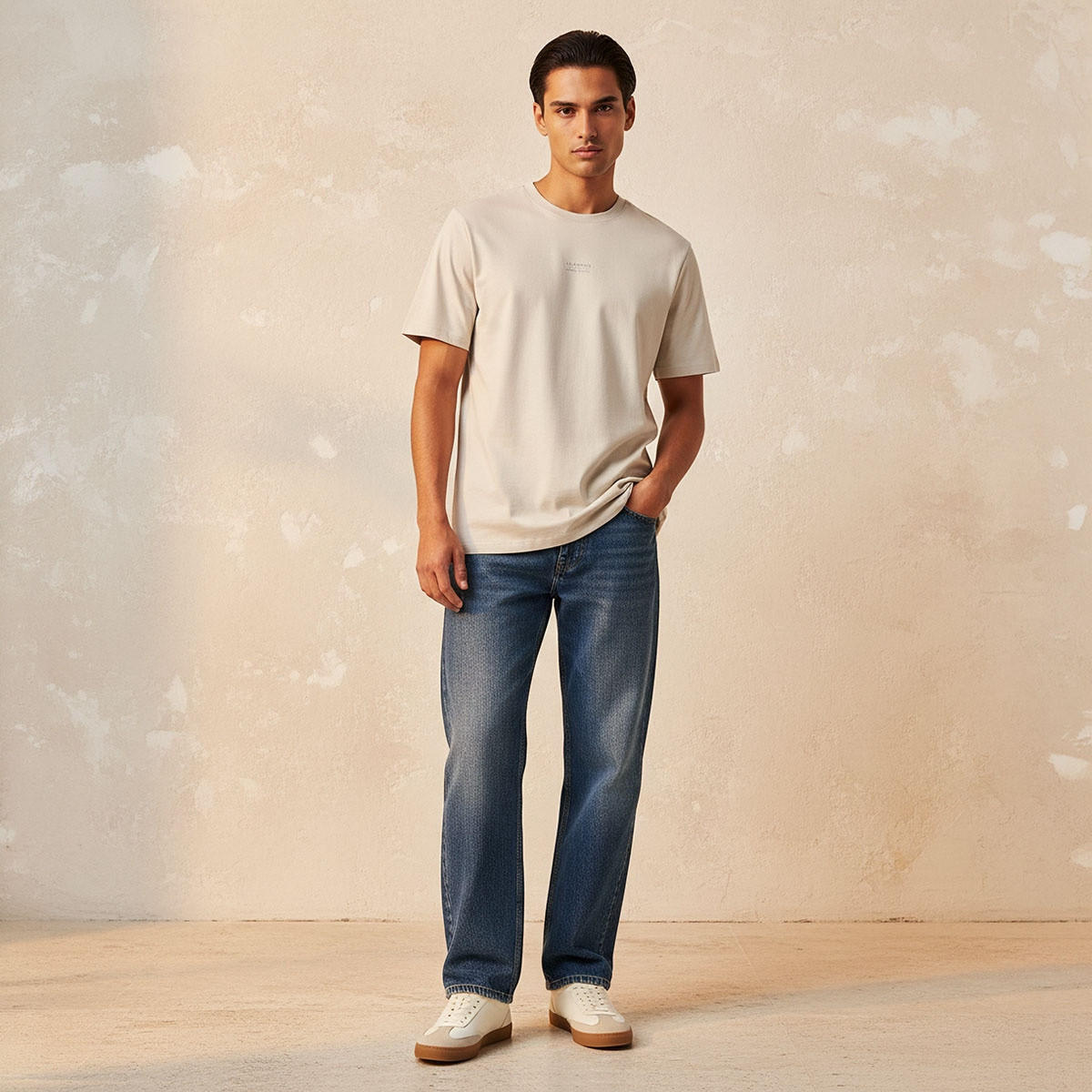 تيشيرت بقصة عادية وياقة دائرية وأكمام قصيرة بطبعة شعار من لي كوبر-men-clothing-tshirtsandpolos-tshirts-image-3