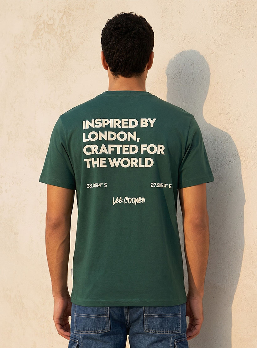 تيشيرت بقصة عادية وياقة دائرية وأكمام قصيرة بطبعة شعار من لي كوبر-men-clothing-tshirtsandpolos-tshirts-image-4