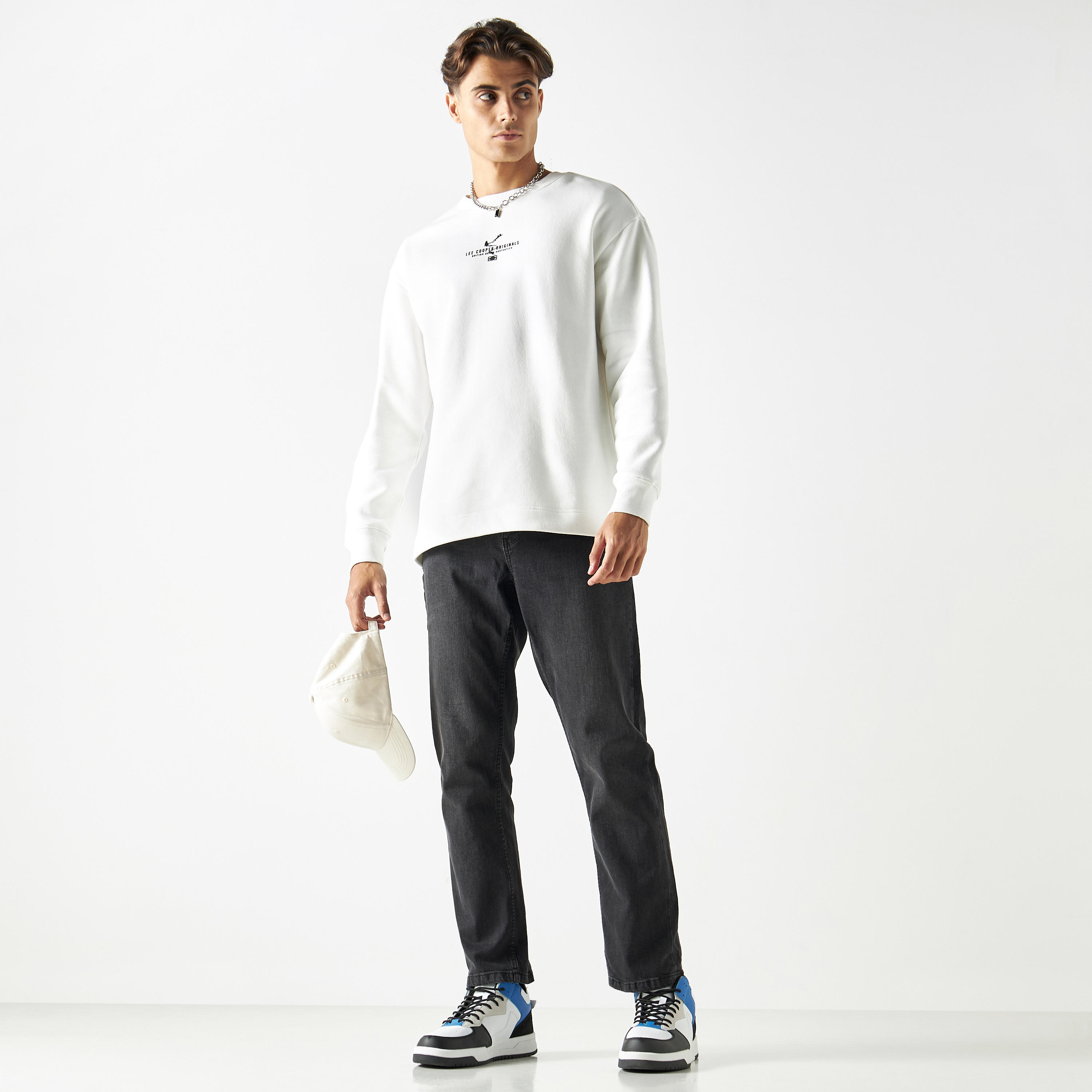 سويت شيرت بأكمام طويلة وياقة ضيقة وطبعات من لي كوبر-men-winterwear-hoodiesandsweatshirts-image-2