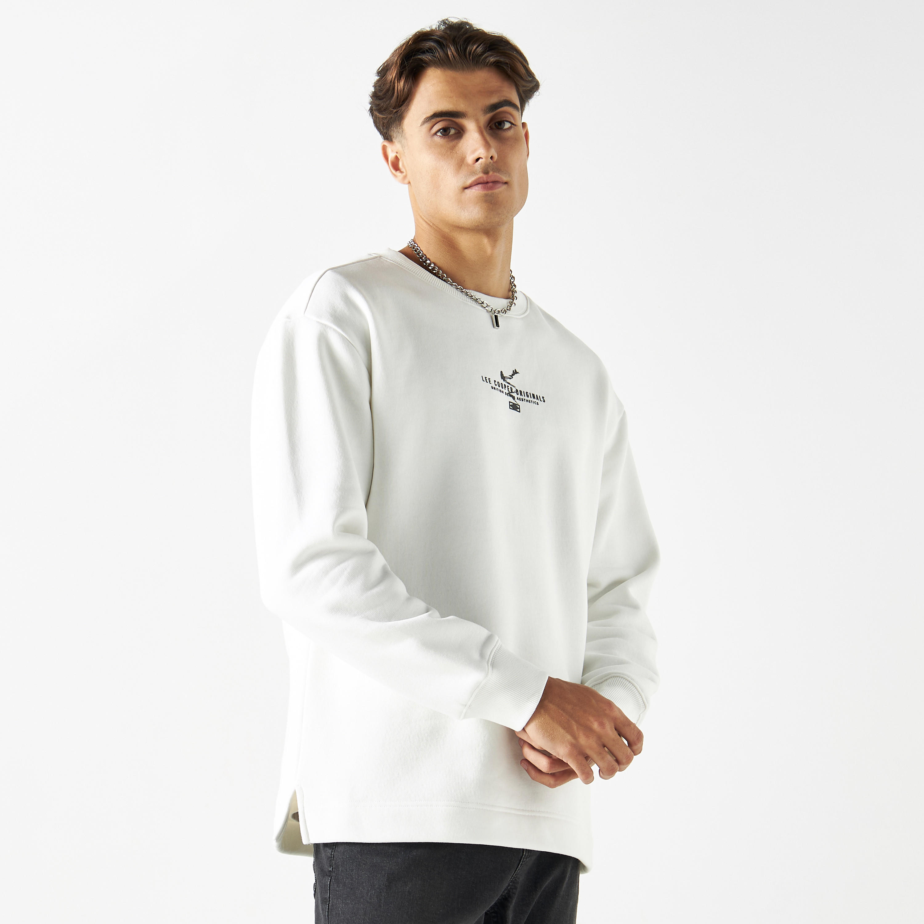 سويت شيرت بأكمام طويلة وياقة ضيقة وطبعات من لي كوبر-men-winterwear-hoodiesandsweatshirts-image-1