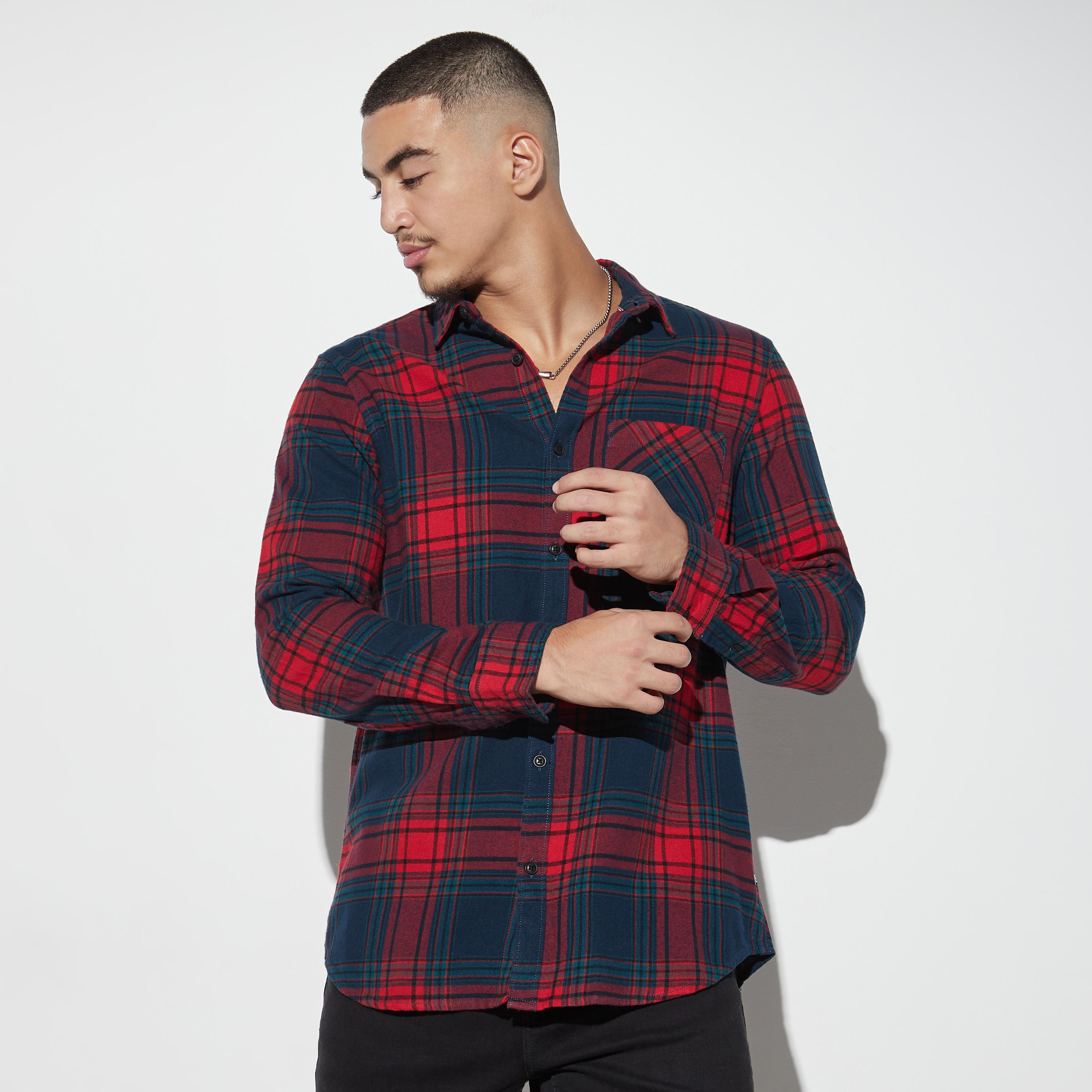 قميص كاروهات بأكمام طويلة وجيب من لي كوبر-men-clothing-shirts-image-1