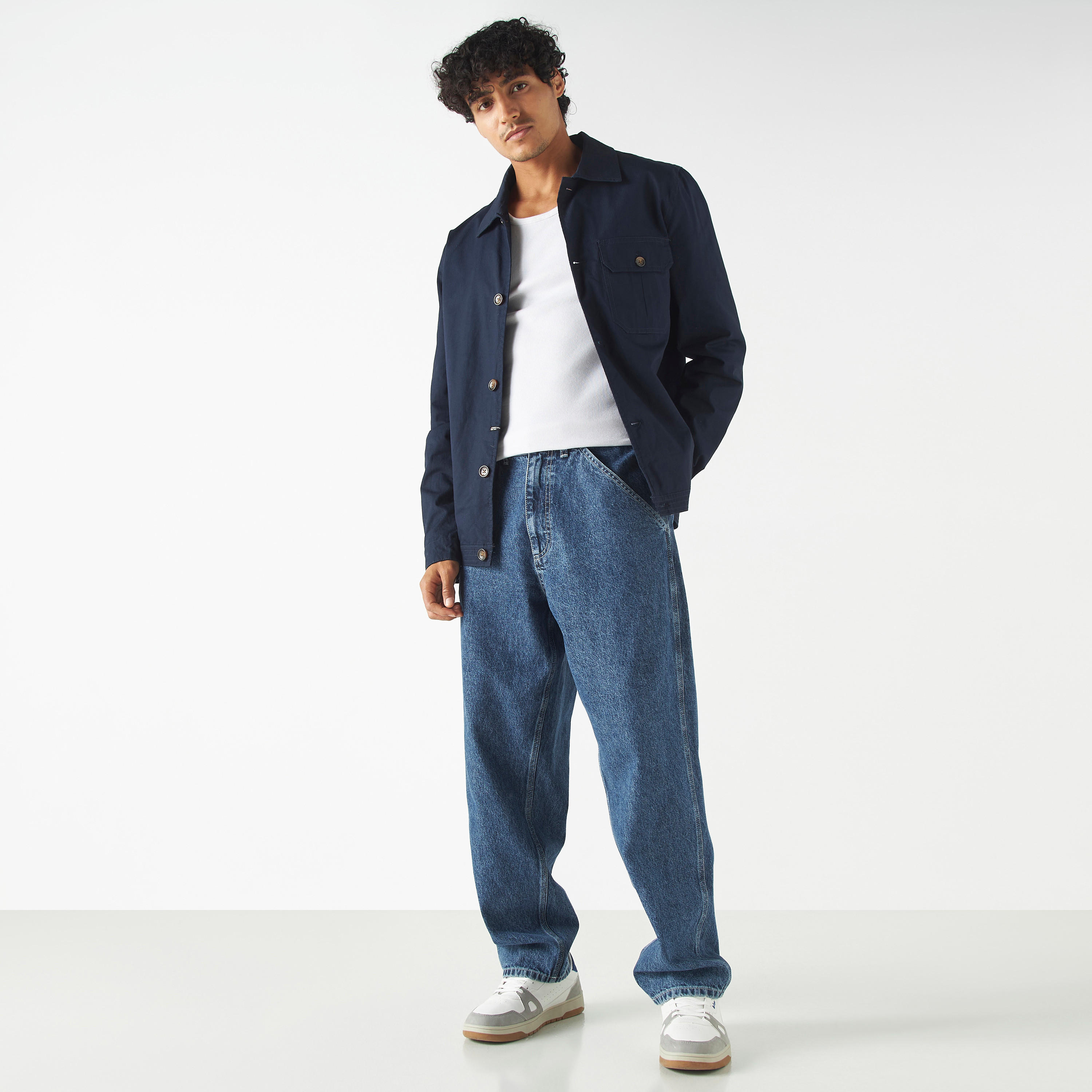 جاكيت خفيف مضلّع بأكمام طويلة وجيوب من لي كوبر-men-clothing-jacketsandblazers-jackets-image-2