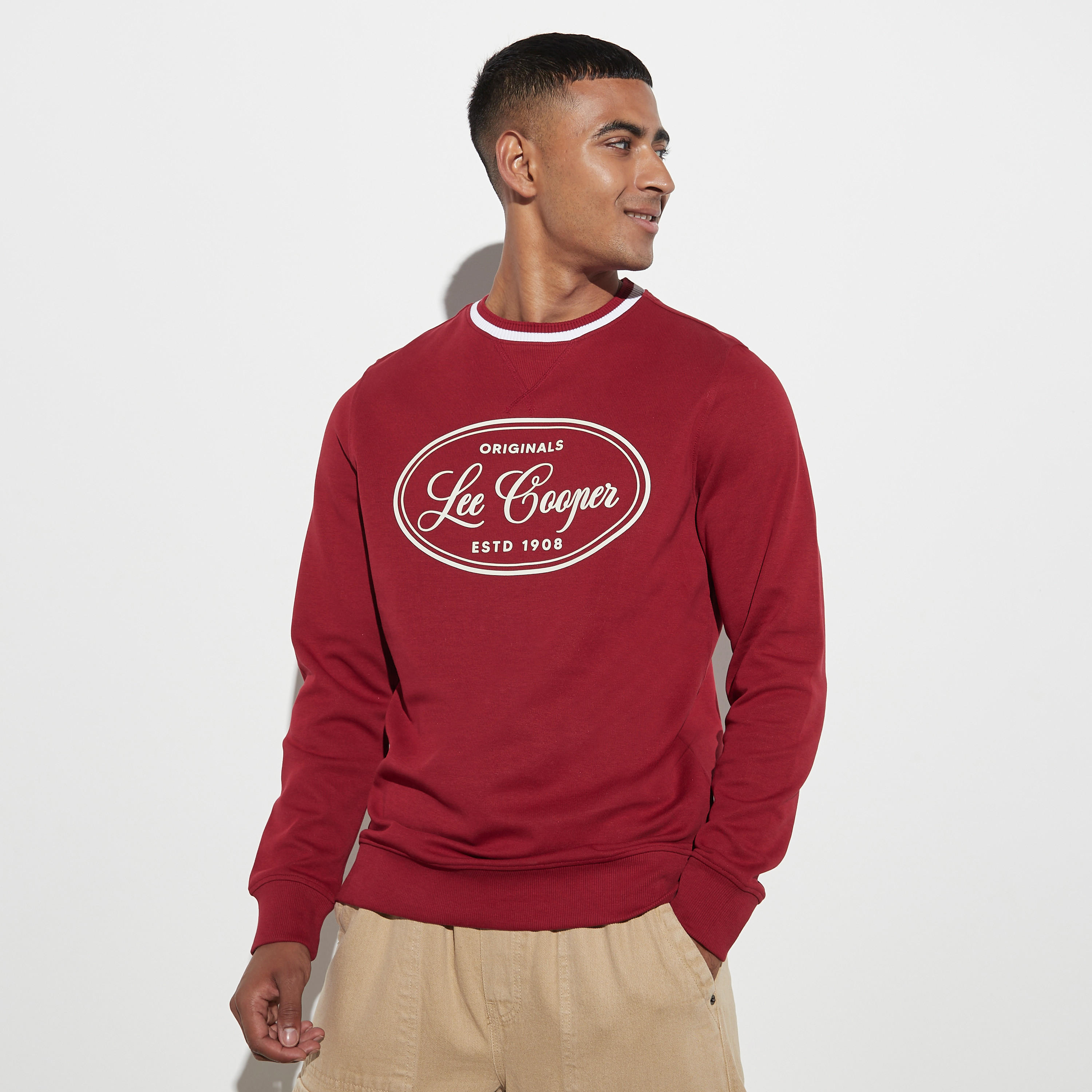سويت شيرت بأكمام طويلة وياقة ضيقة وطبعات من لي كوبر-men-winterwear-hoodiesandsweatshirts-image-1