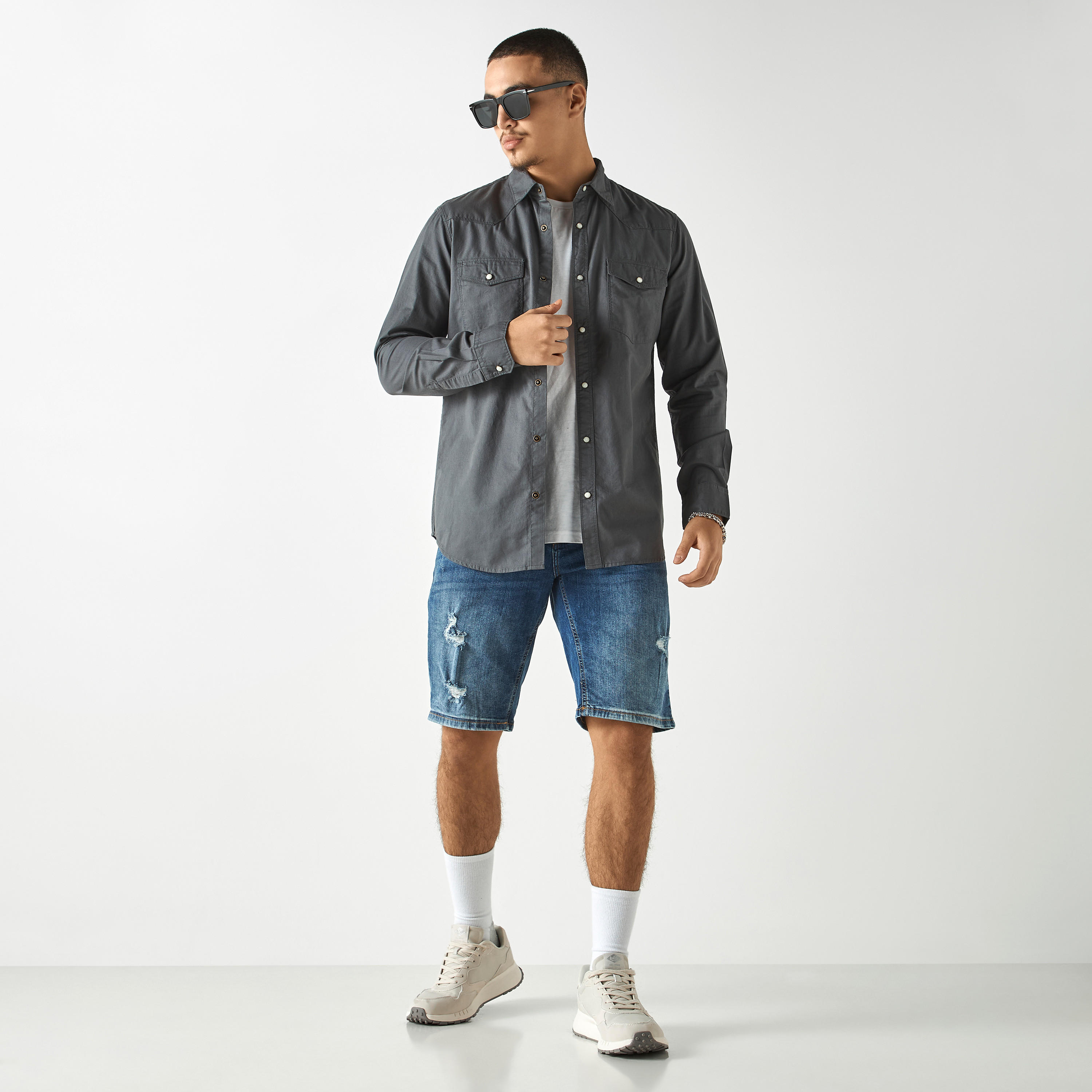 قميص بأكمام طويلة وجيوب من لي كوبر-men-clothing-shirts-image-3