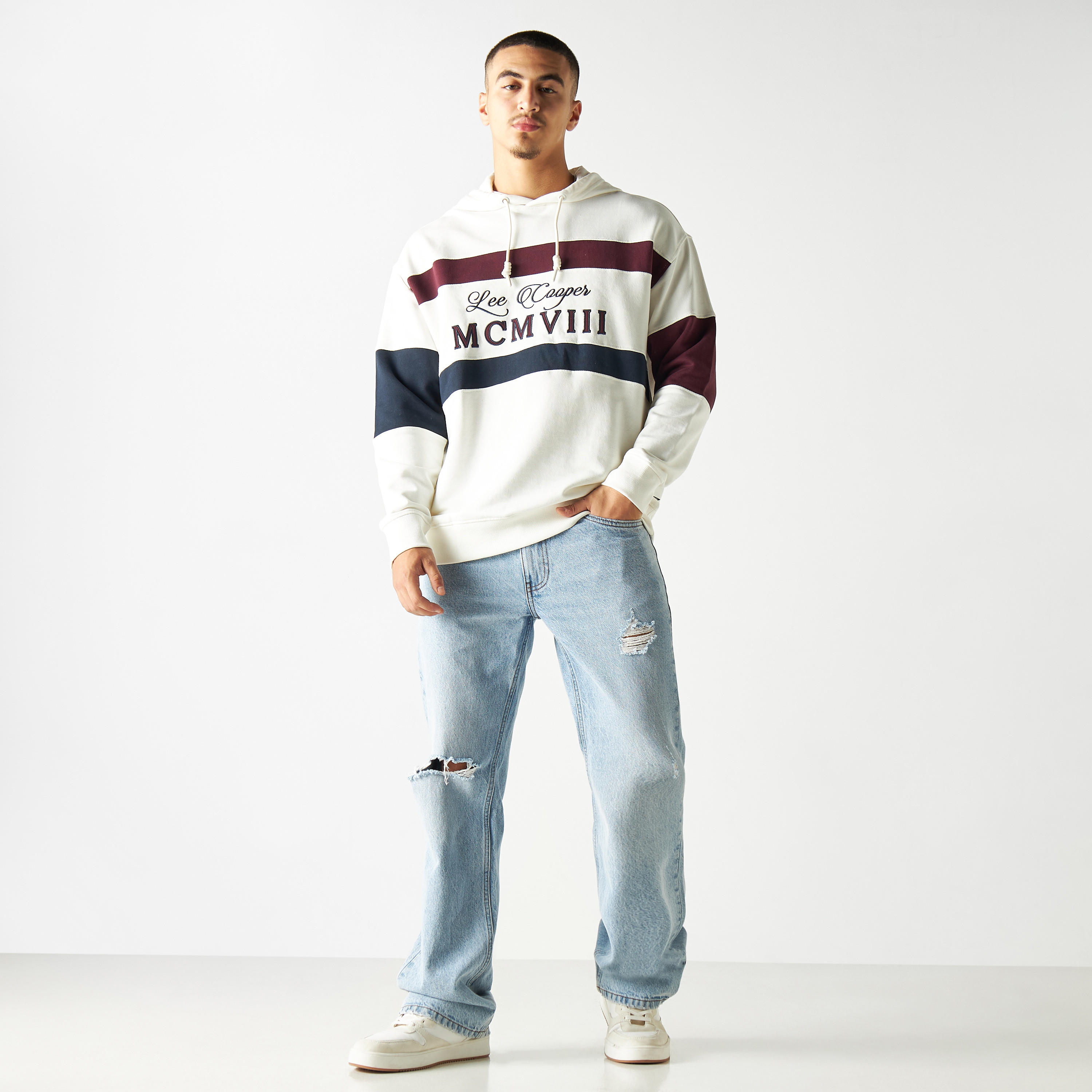 هودي قوالب ملوّنة بأكمام طويلة من لي كوبر-men-winterwear-hoodiesandsweatshirts-image-2